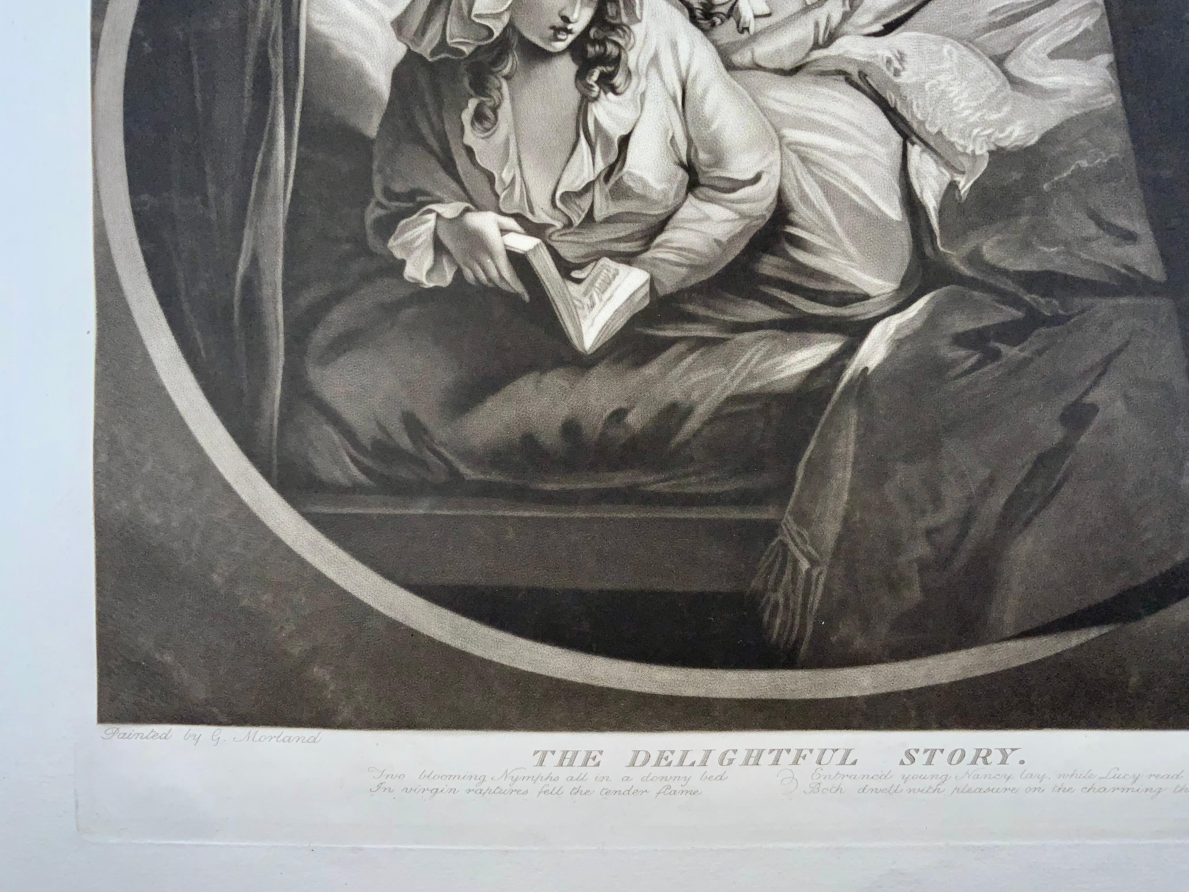 Rococo Delightful Story, Large Mezzotint by William Ward After George Morland For Sale