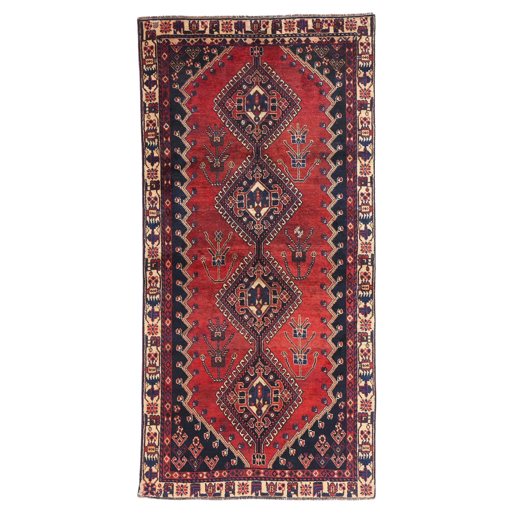 The Desert Emblems: An Antique Persian Shiraz Masterpiece of Sacred Tribal Lores For Sale