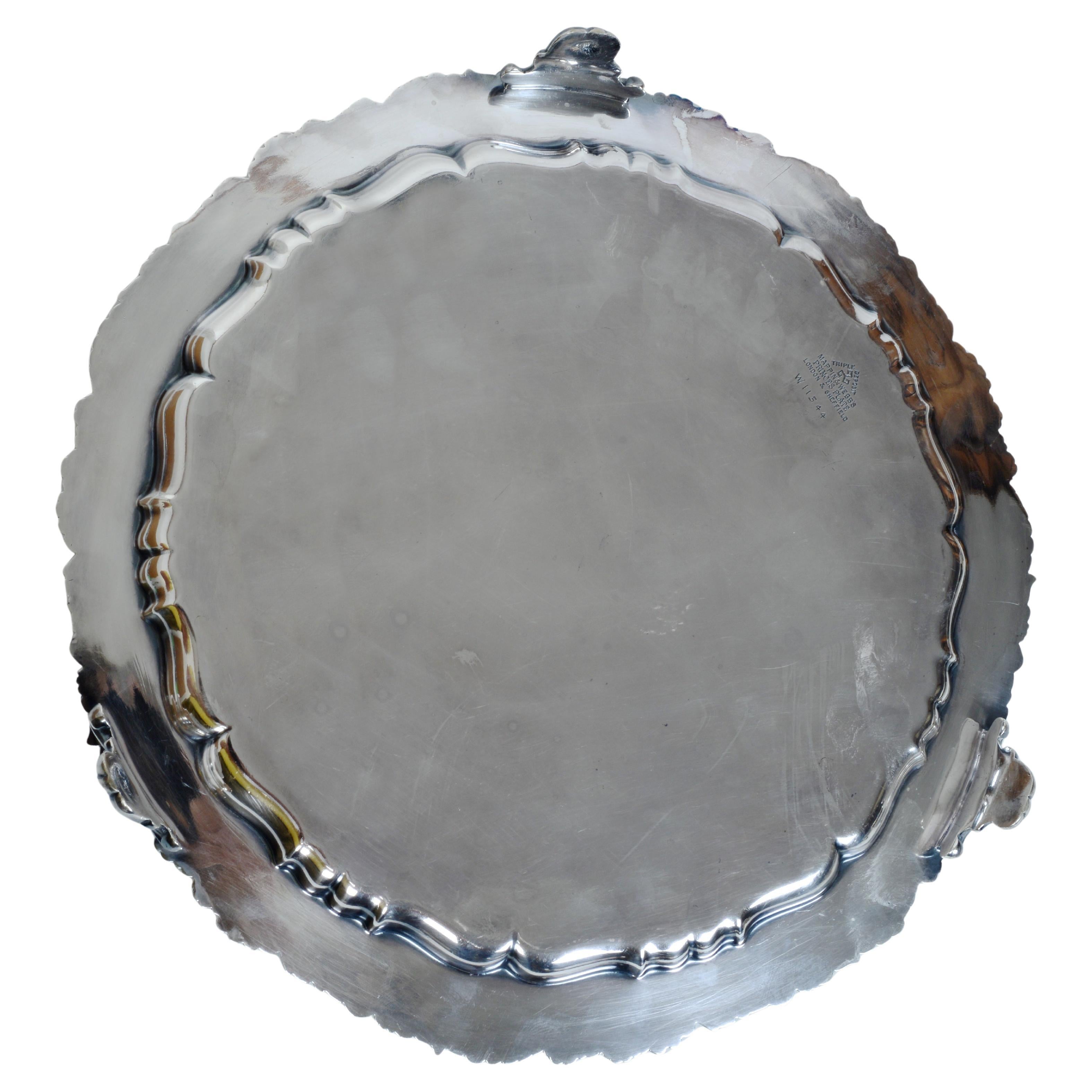 The Devil is in the Details Early 19th c S/P Tray with a Devils Face in Gallery In Good Condition For Sale In valatie, NY