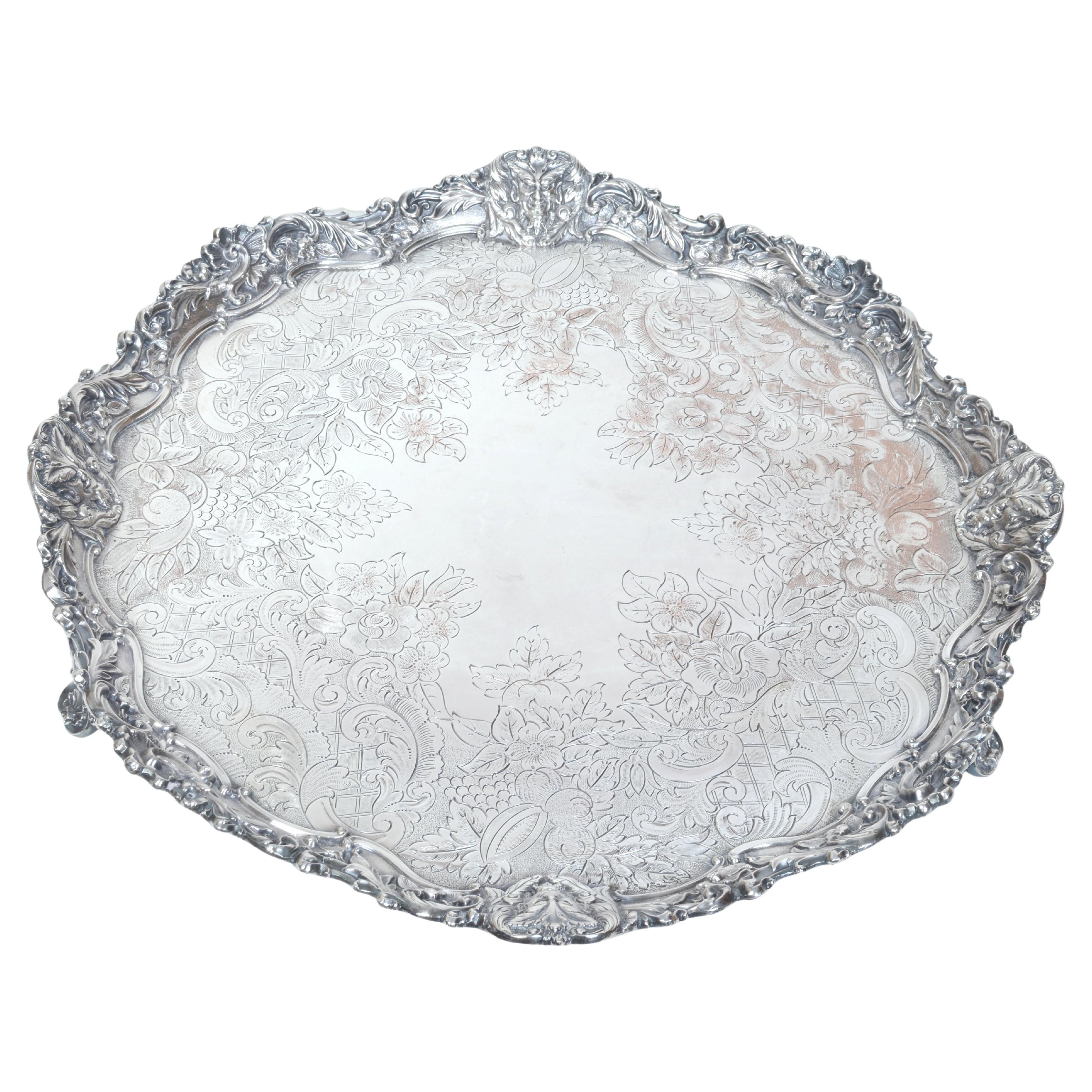 The Devil is in the Details Early 19th c S/P Tray with a Devils Face in Gallery For Sale