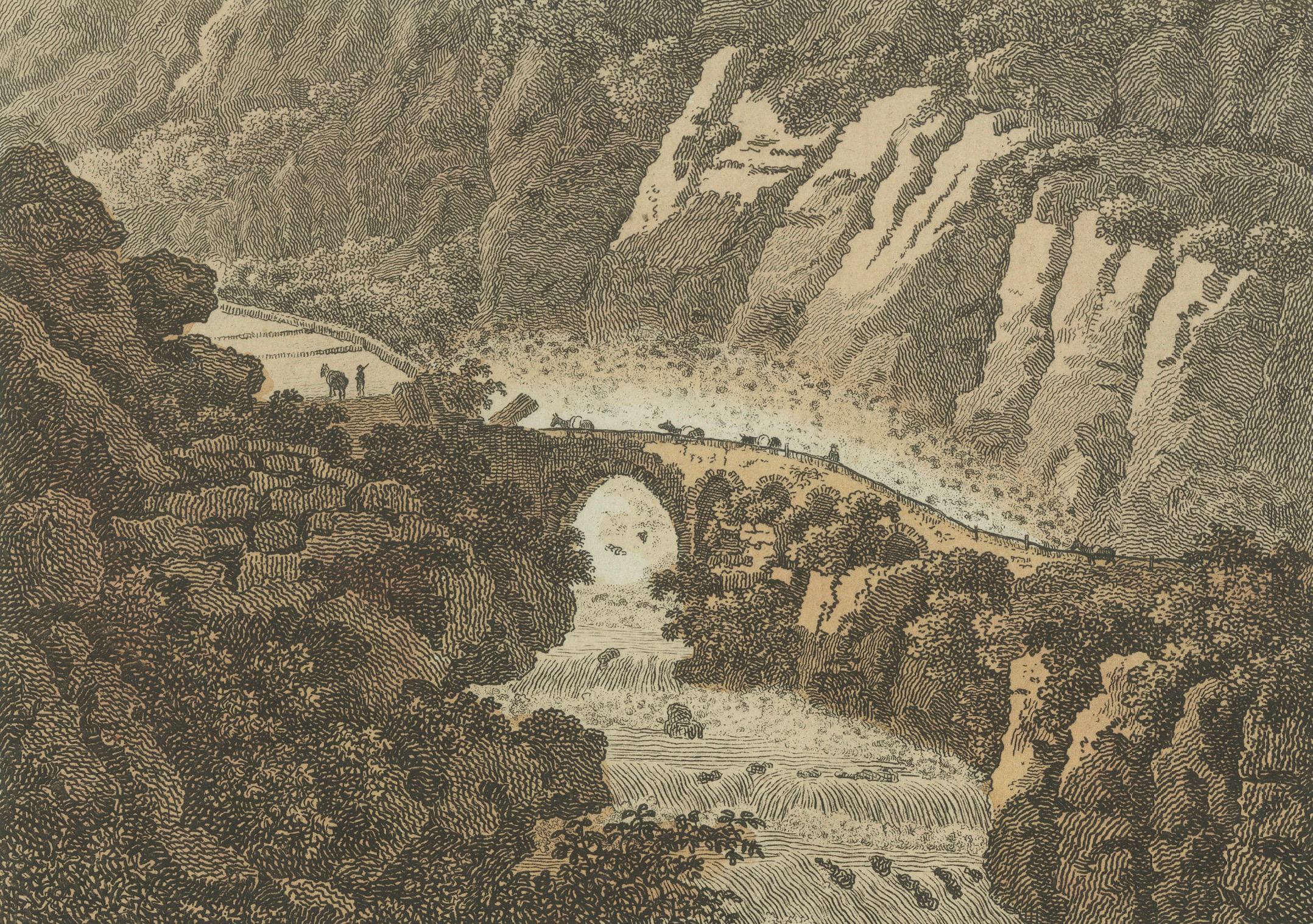 Le pont du diable au Gotthard Pass et le pont du Rhone du 12e siècle à St. Maurice Bon état - En vente à Langweer, NL