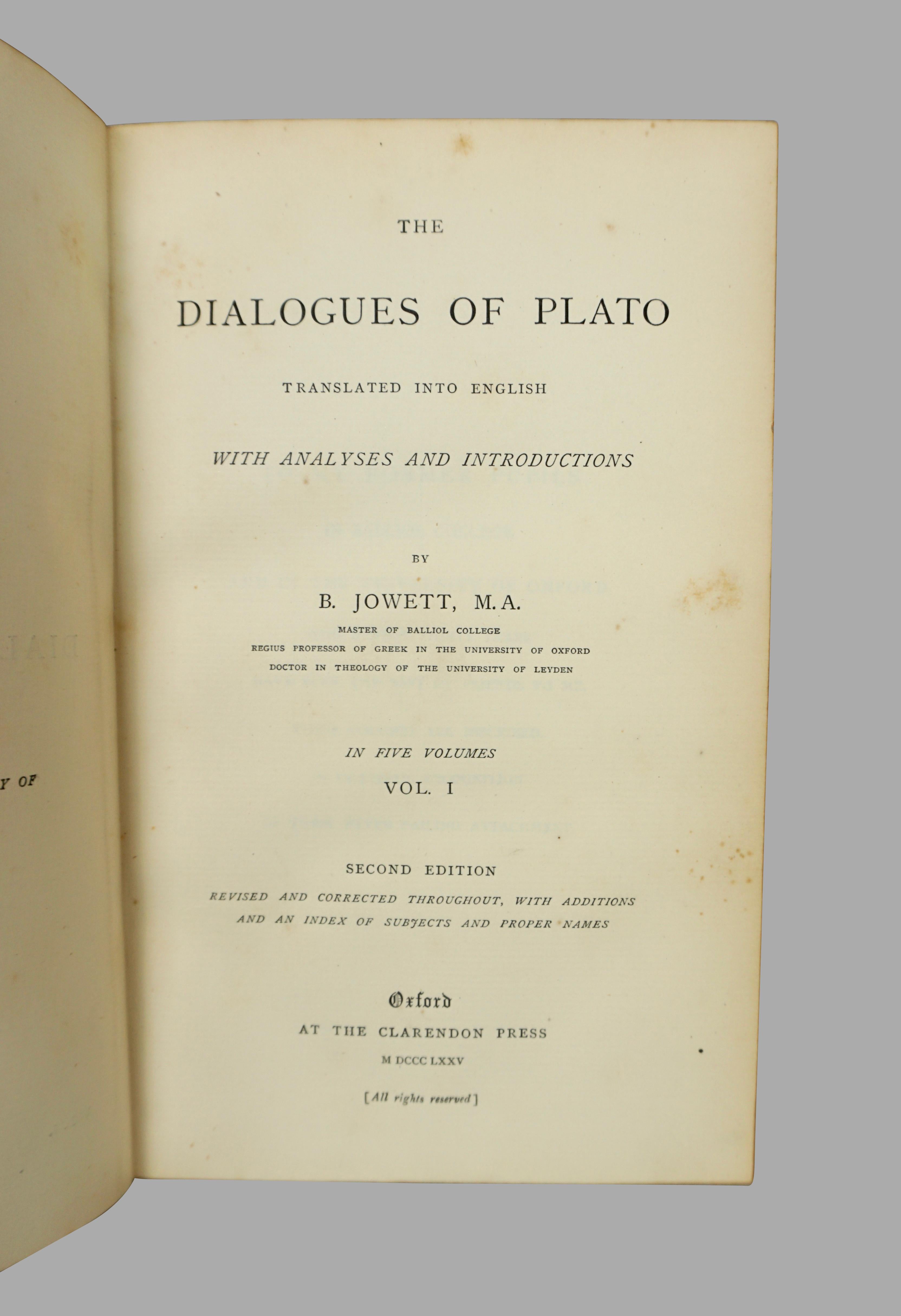 The Dialogues of Plato in 5 Elegant Full Leather Bound Volumes 1