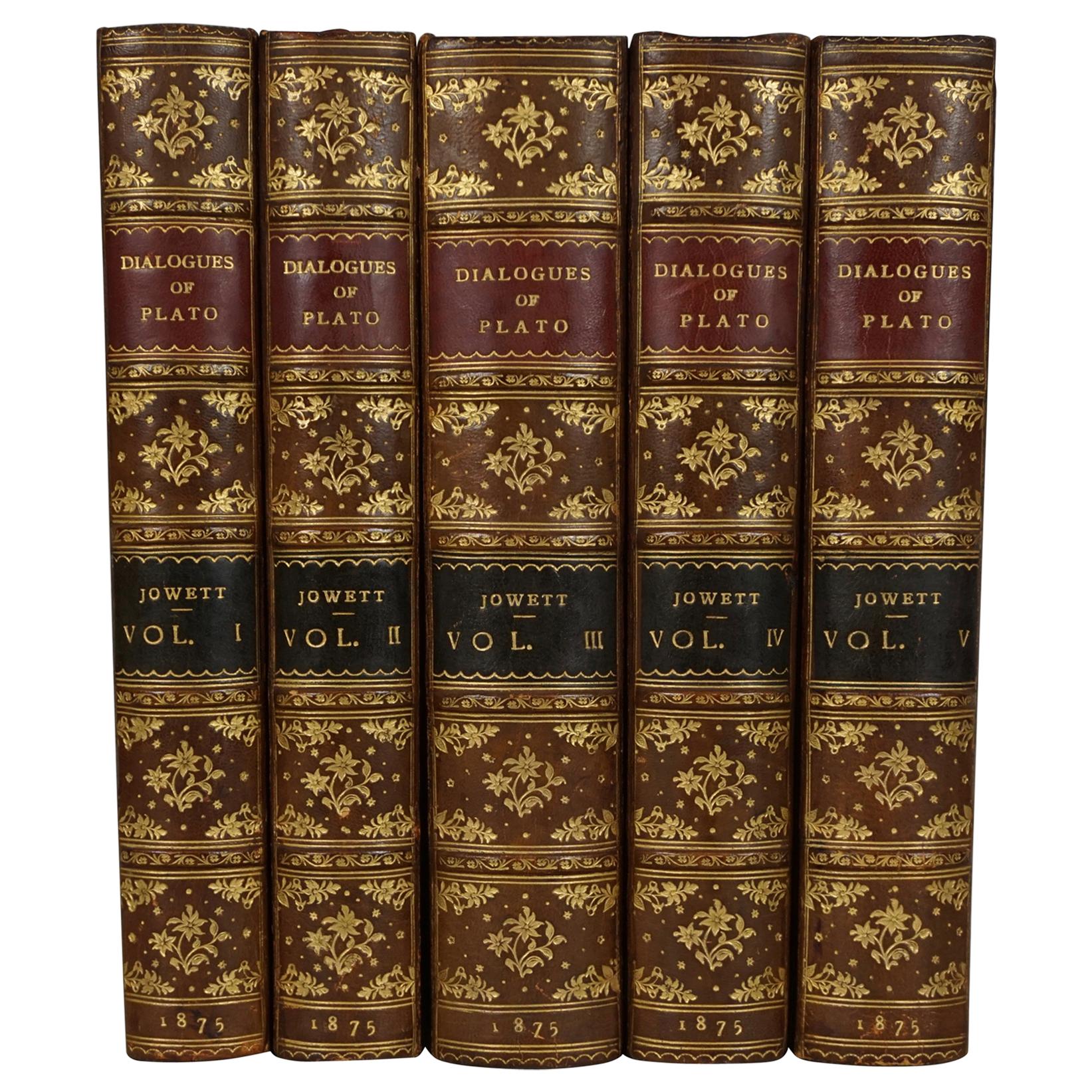 The Dialogues of Plato in 5 Elegant Full Leather Bound Volumes