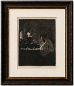 The Diamond Cleaver, Amsterdam Diamond Industry – Etching by C.L. Dake, 1888