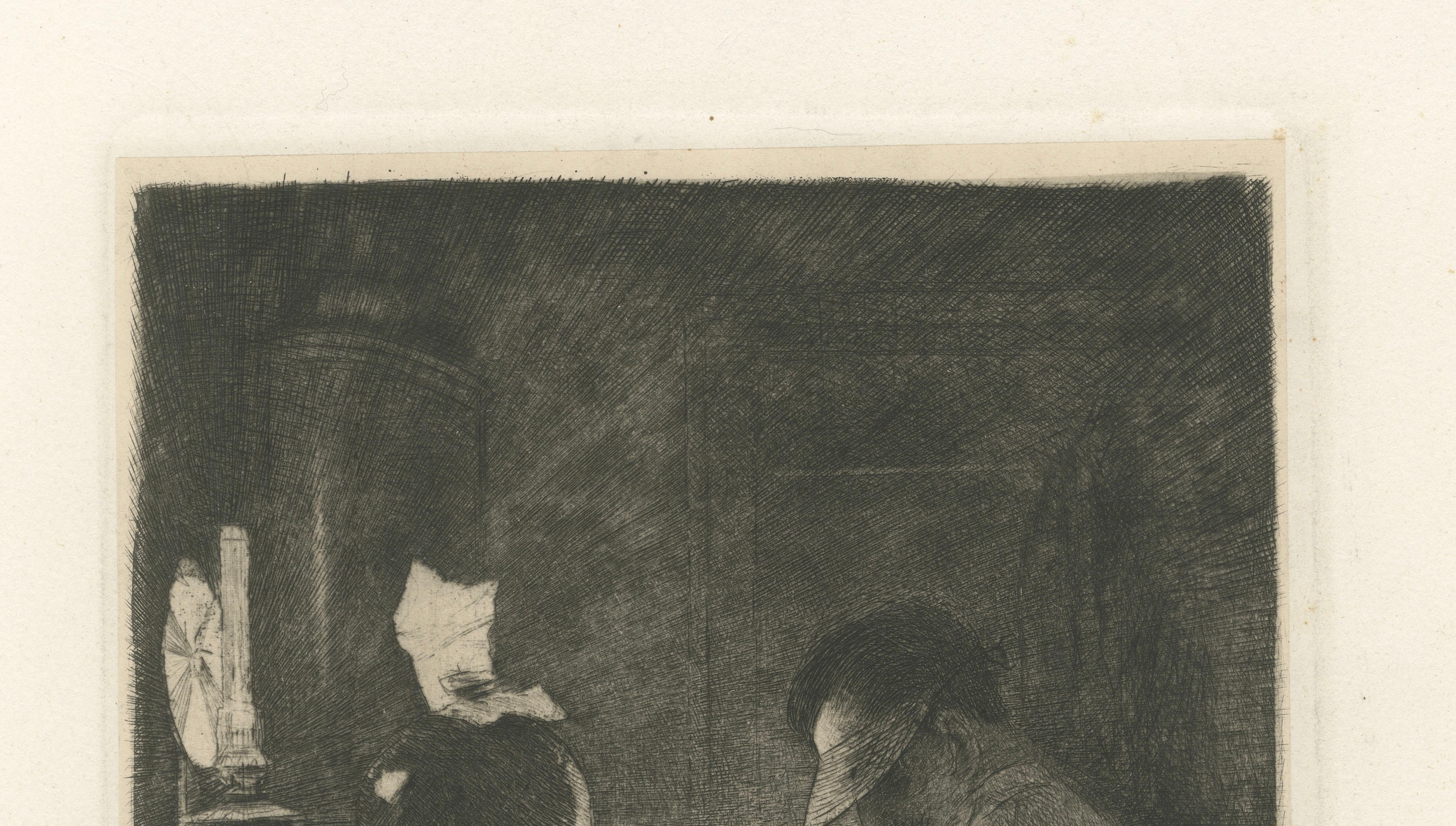 The Diamond Cleaver, Amsterdam Diamond Industry – Etching by C.L. Dake, 1888