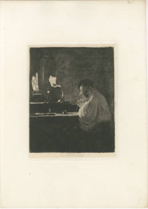 The Diamond Cleaver, Amsterdam Diamond Industry – Etching by C.L. Dake, 1888