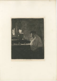 The Diamond Cleaver, Amsterdam Diamond Industry – Etching by C.L. Dake, 1888
