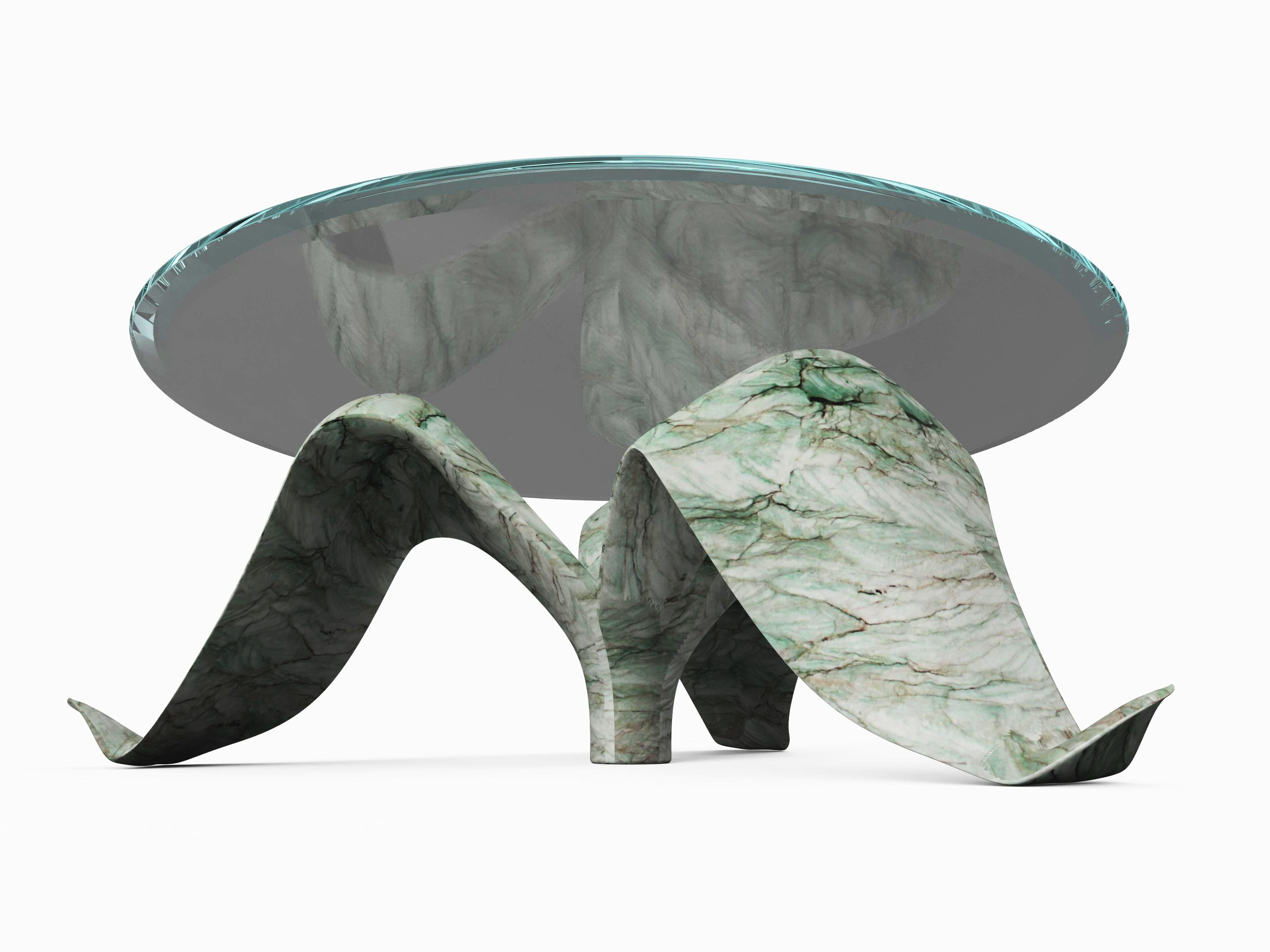 The Diamond Leaf coffee table, 1 of 1 by Grzegorz Majka
Edition 1 of 1
Dimensions: 51.18 x 51.18 x 18.11 in
Materials: Glass Top. Onyx base. 


The Diamond collection proves that everything is possible. It goes beyond the stereotypical