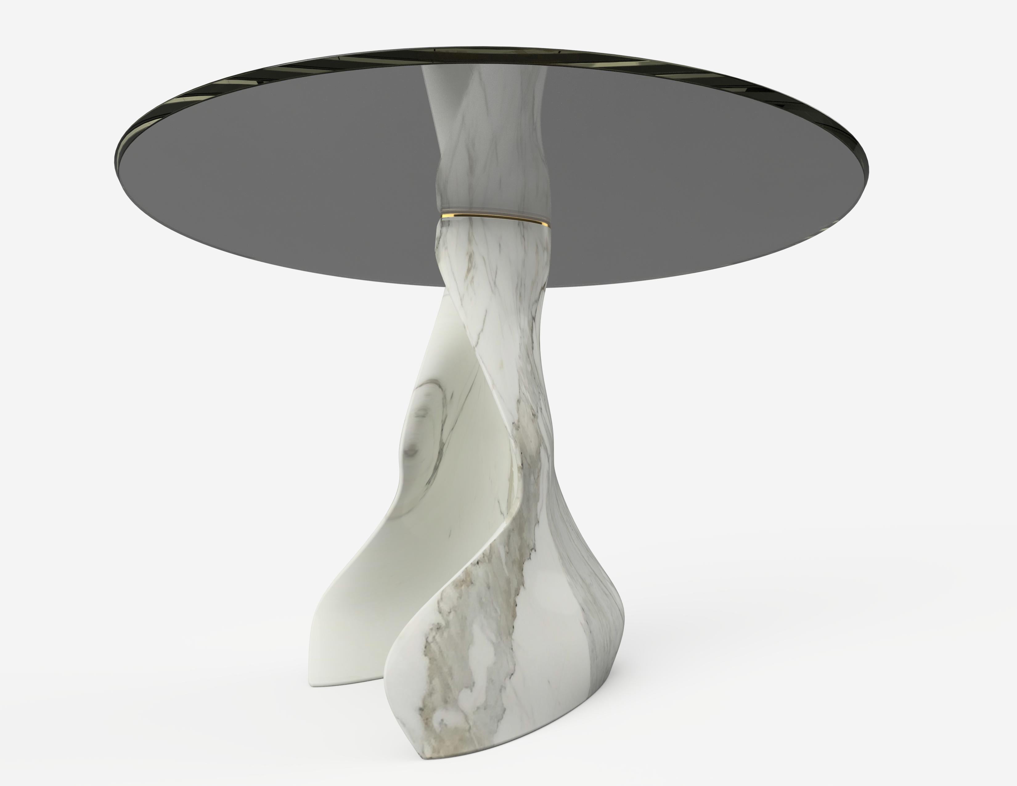 The Diamond touch II center table, 1 of 1 by Grzegorz Majka
Edition 1 of 1
Dimensions: 47.24 x 47.24 x 29.53 in
Materials: Smoked glass top. Onyx base. Brass details. 


The Diamond collection proves that everything is possible. It goes beyond