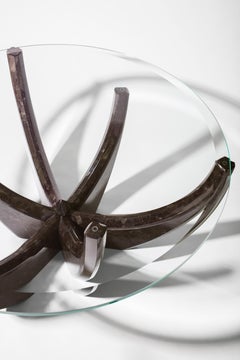 "The Diamond Tulip" Center Table ft. Antigue Brown Granite and Glass