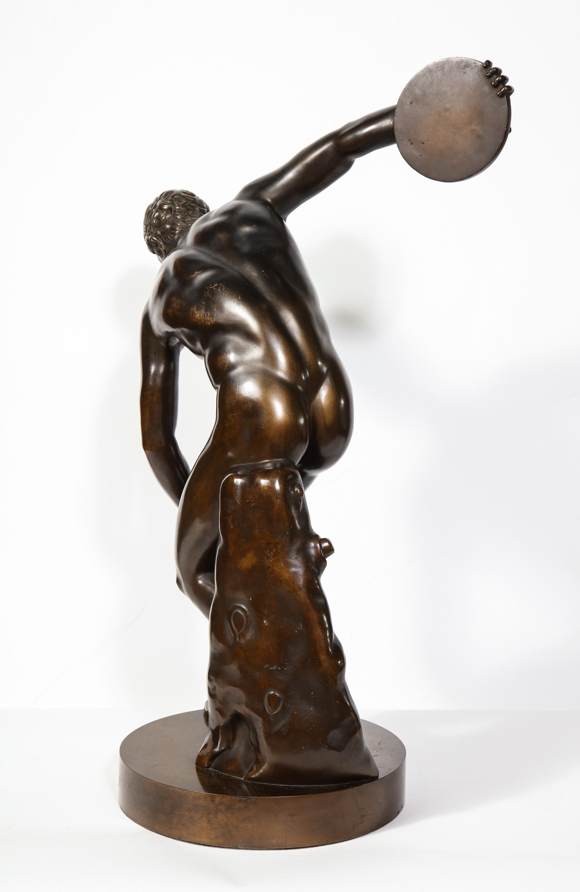 The Discobolus of Myron, Exceptional Italian Bronze Sculpture of Discus Thrower 2