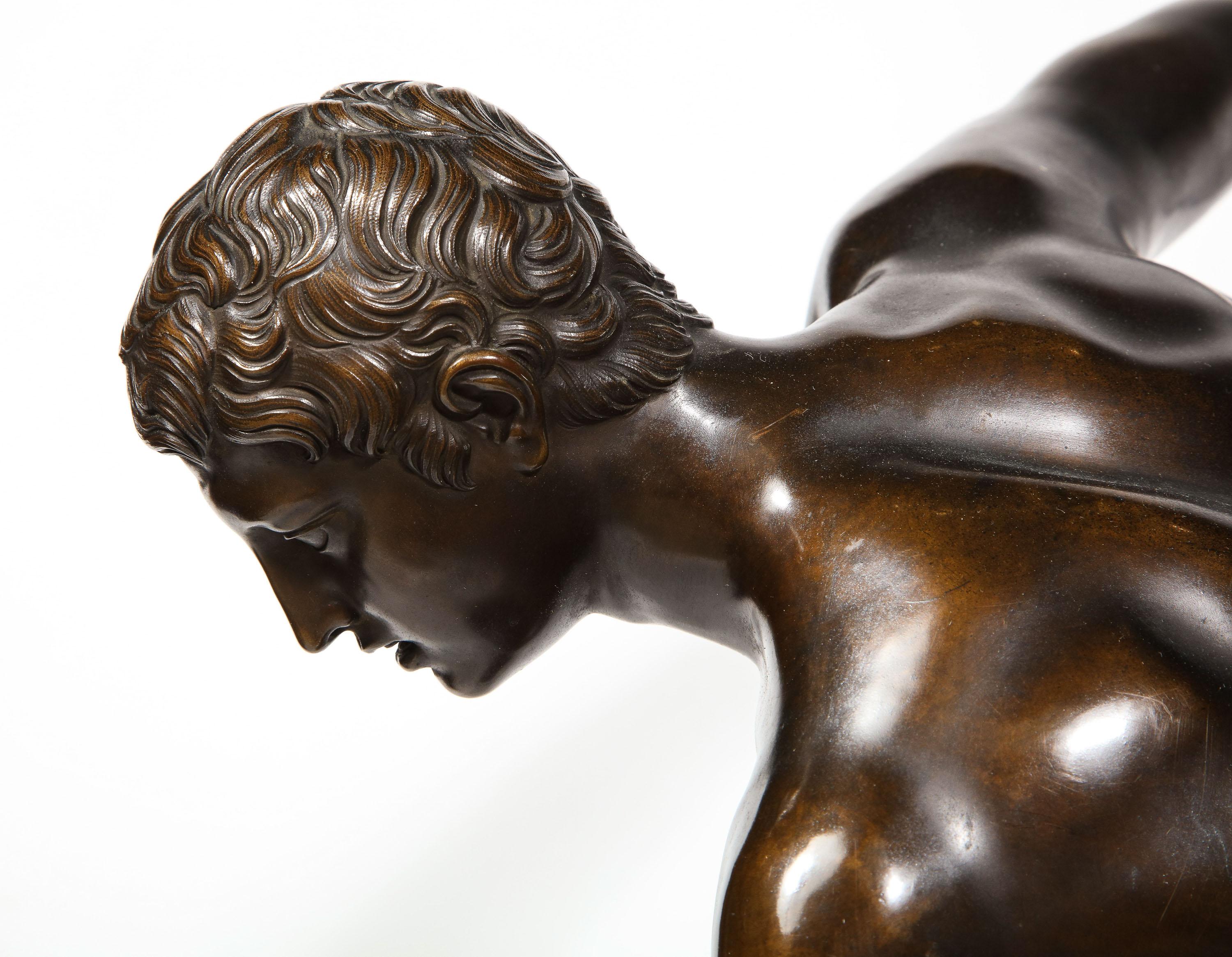 The Discobolus of Myron, Exceptional Italian Bronze Sculpture of Discus Thrower 5