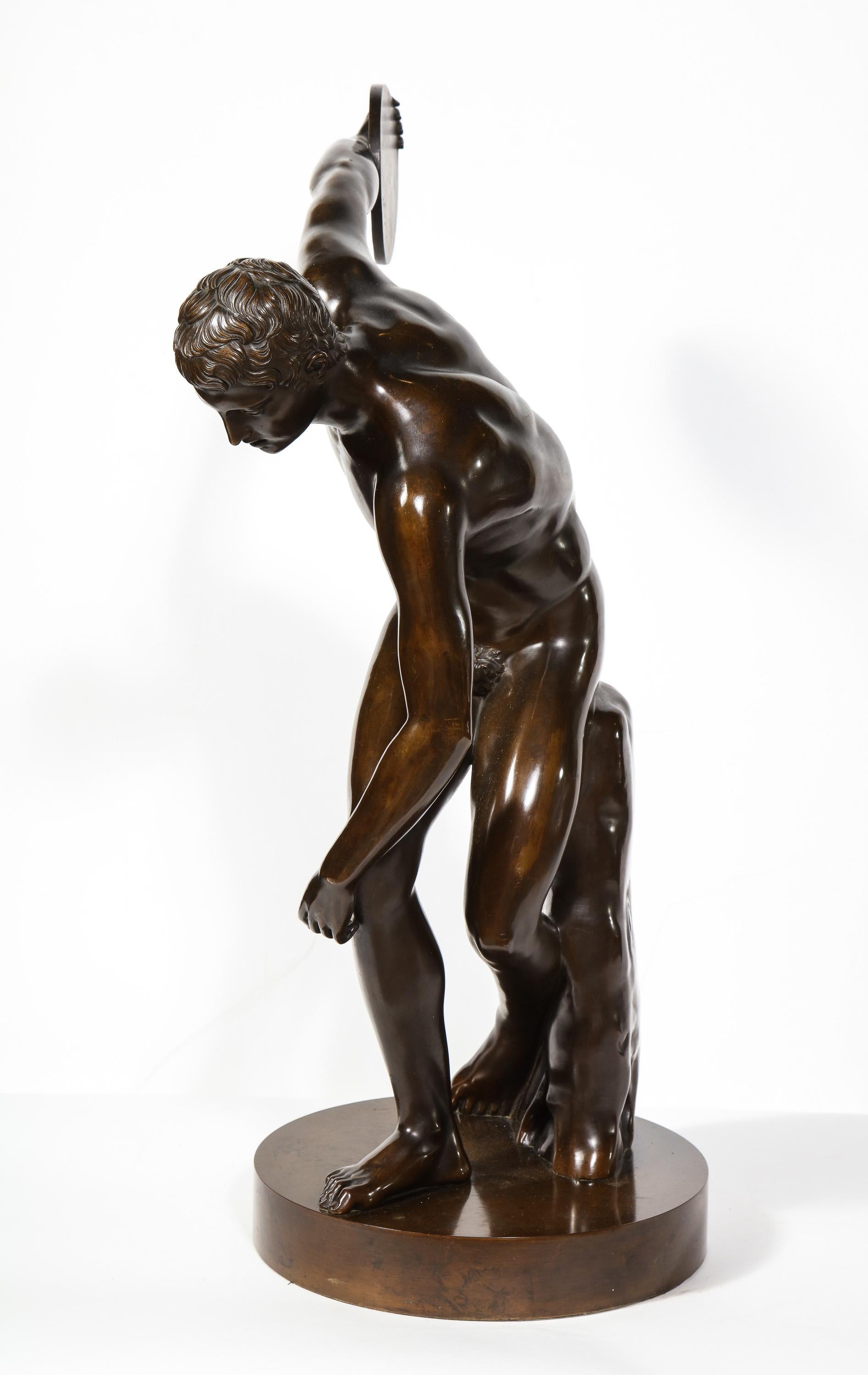 The Discobolus of Myron, Exceptional Italian Bronze Sculpture of Discus Thrower 6