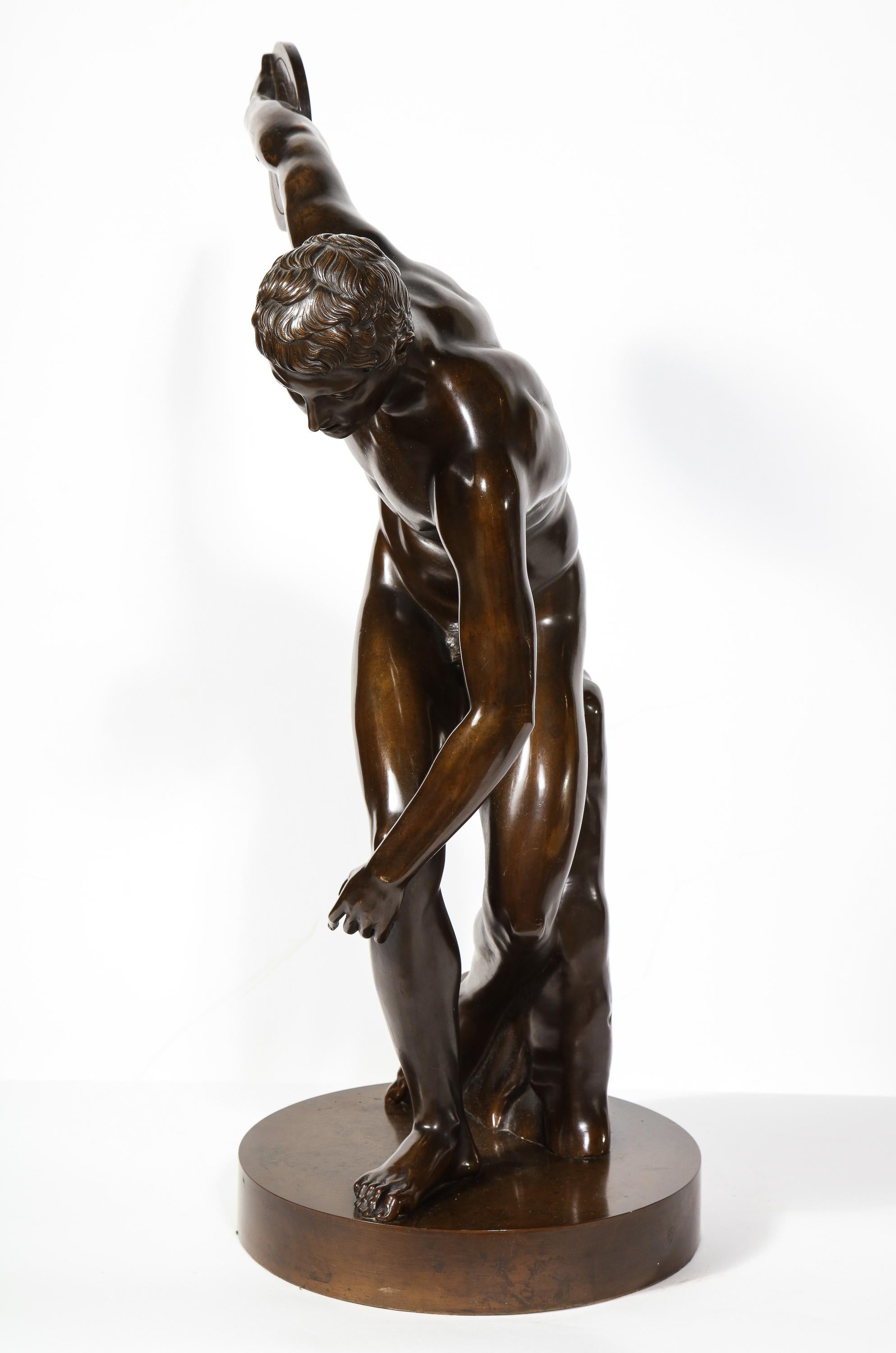 The Discobolus of Myron, Exceptional Italian Bronze Sculpture of Discus Thrower 7