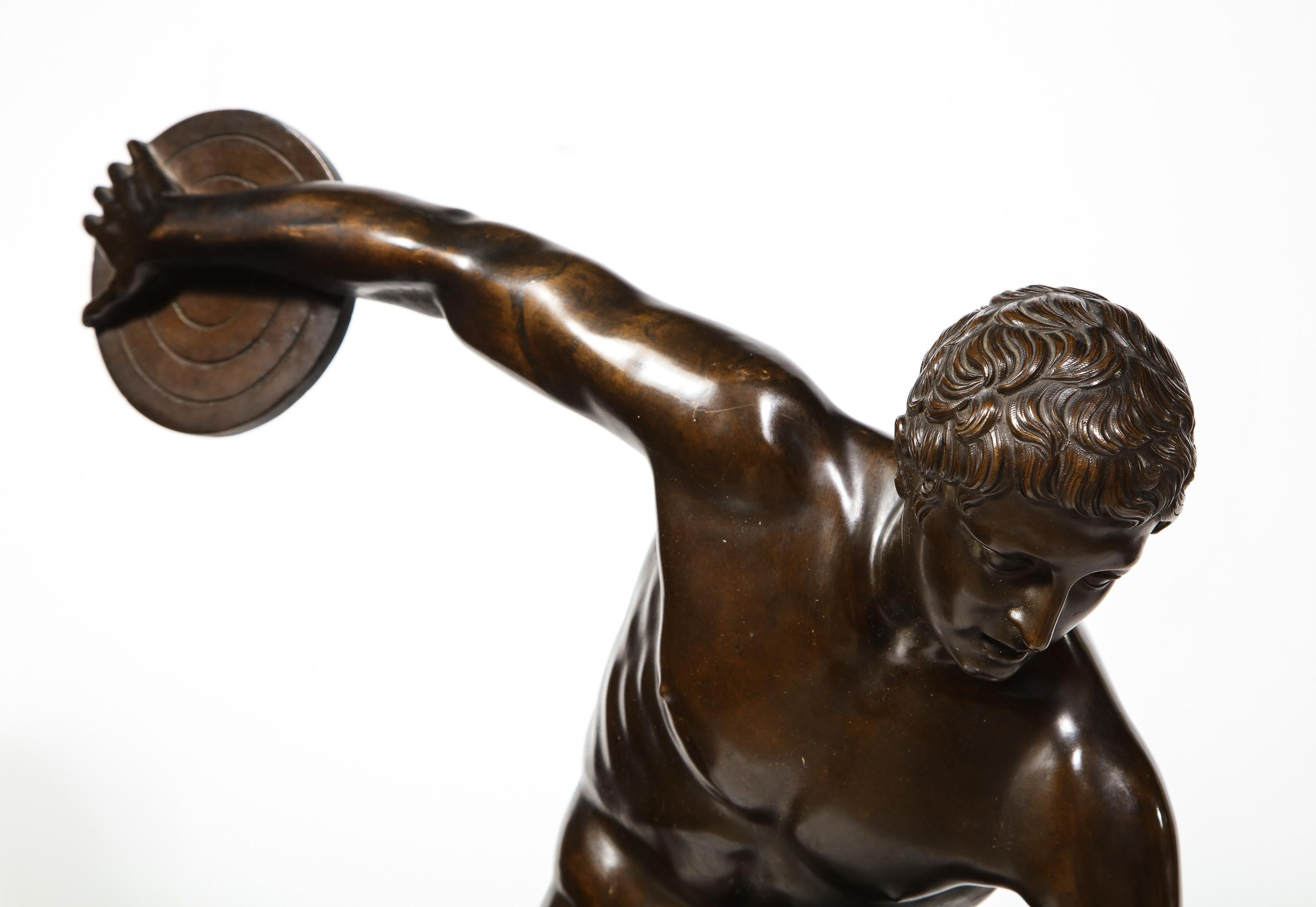 The Discobolus of Myron, Exceptional Italian Bronze Sculpture of Discus Thrower 9