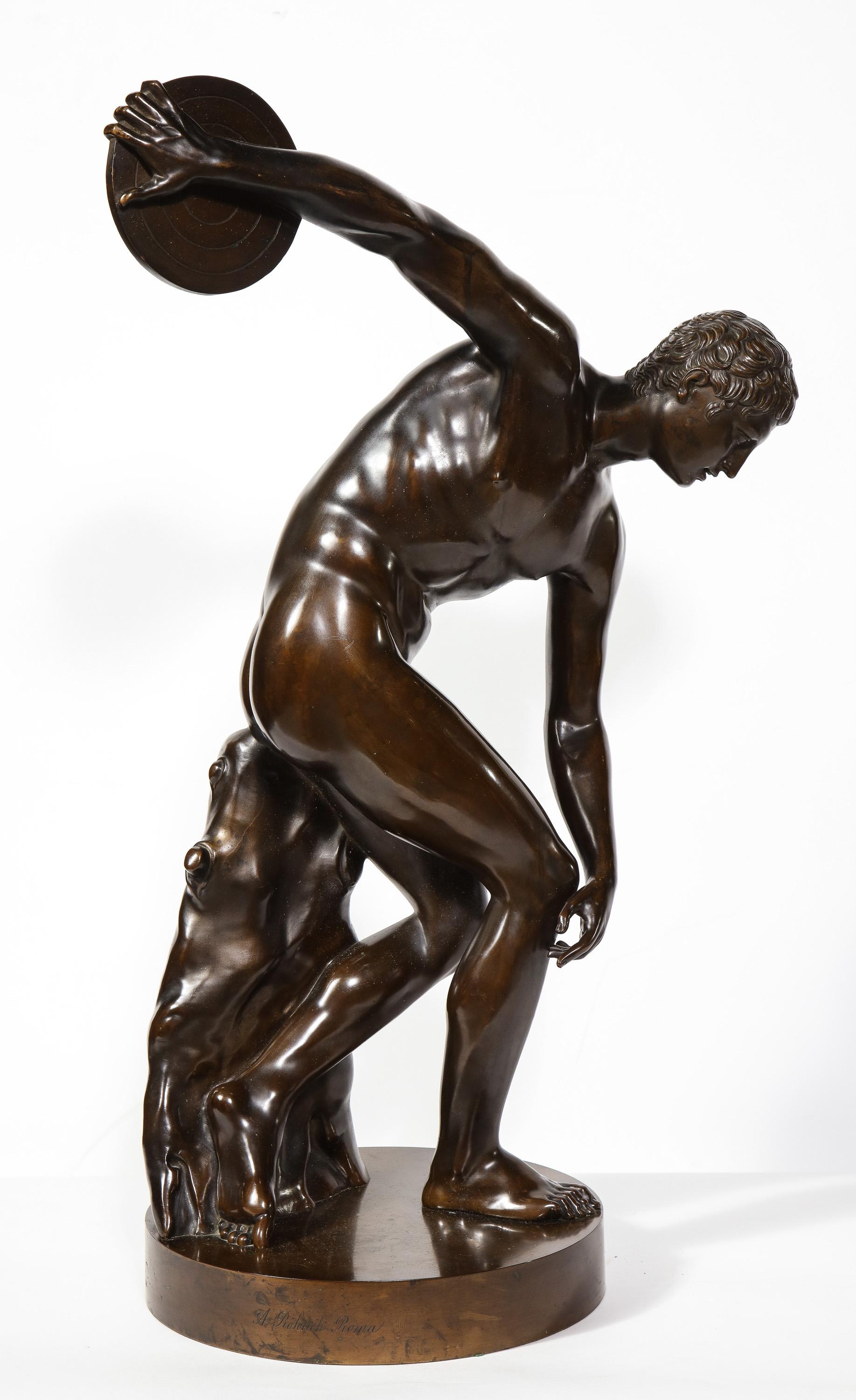 Classical Greek The Discobolus of Myron, Exceptional Italian Bronze Sculpture of Discus Thrower