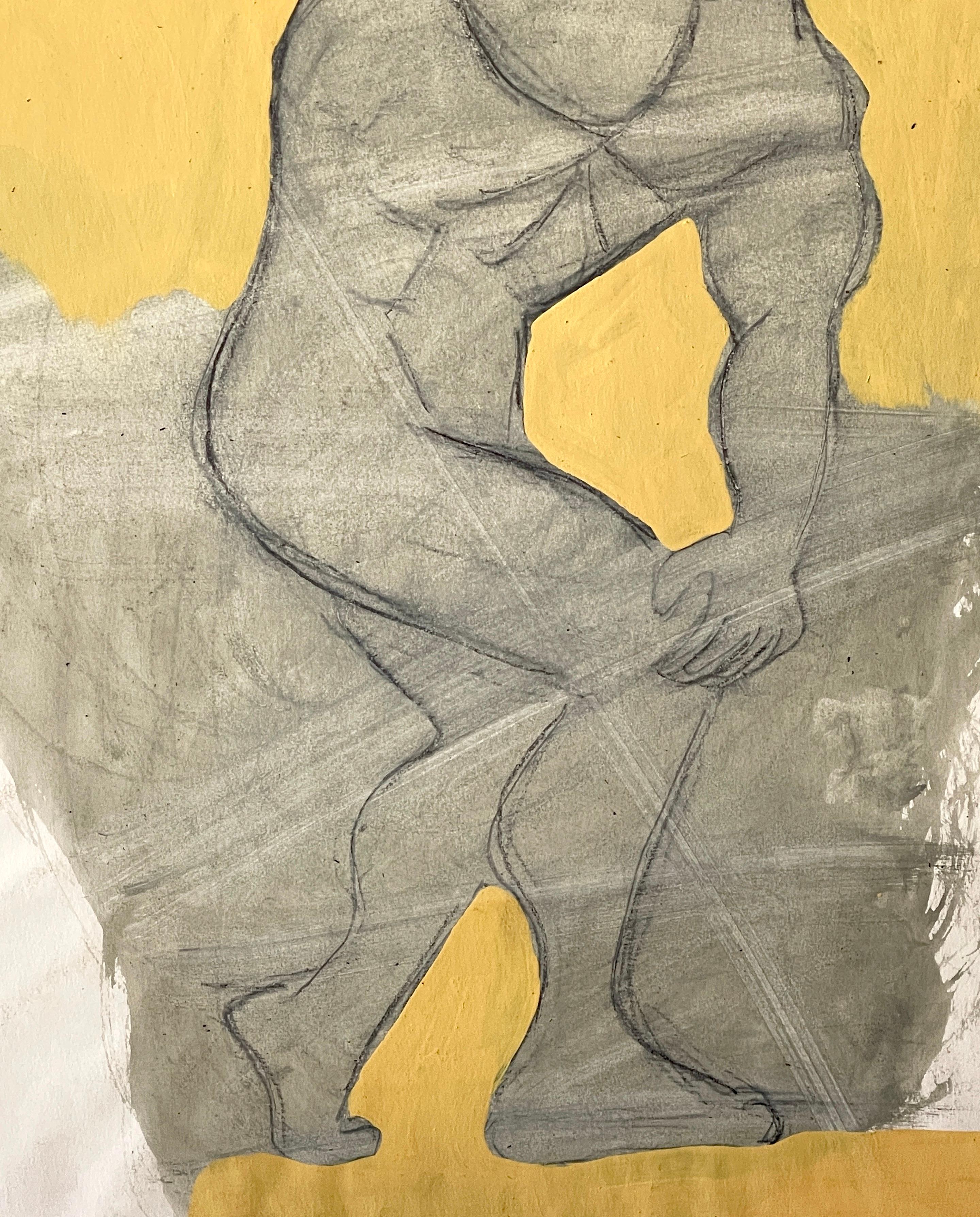'The Discobolus' Oil/Mixed Media on Paper, 1960s by Douglas D. Peden In Good Condition For Sale In West Palm Beach, FL