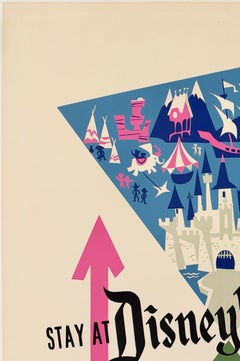 THE DISNEYLAND HOTEL Rare Original Vintage Disney Attraction Silkscreen Poster