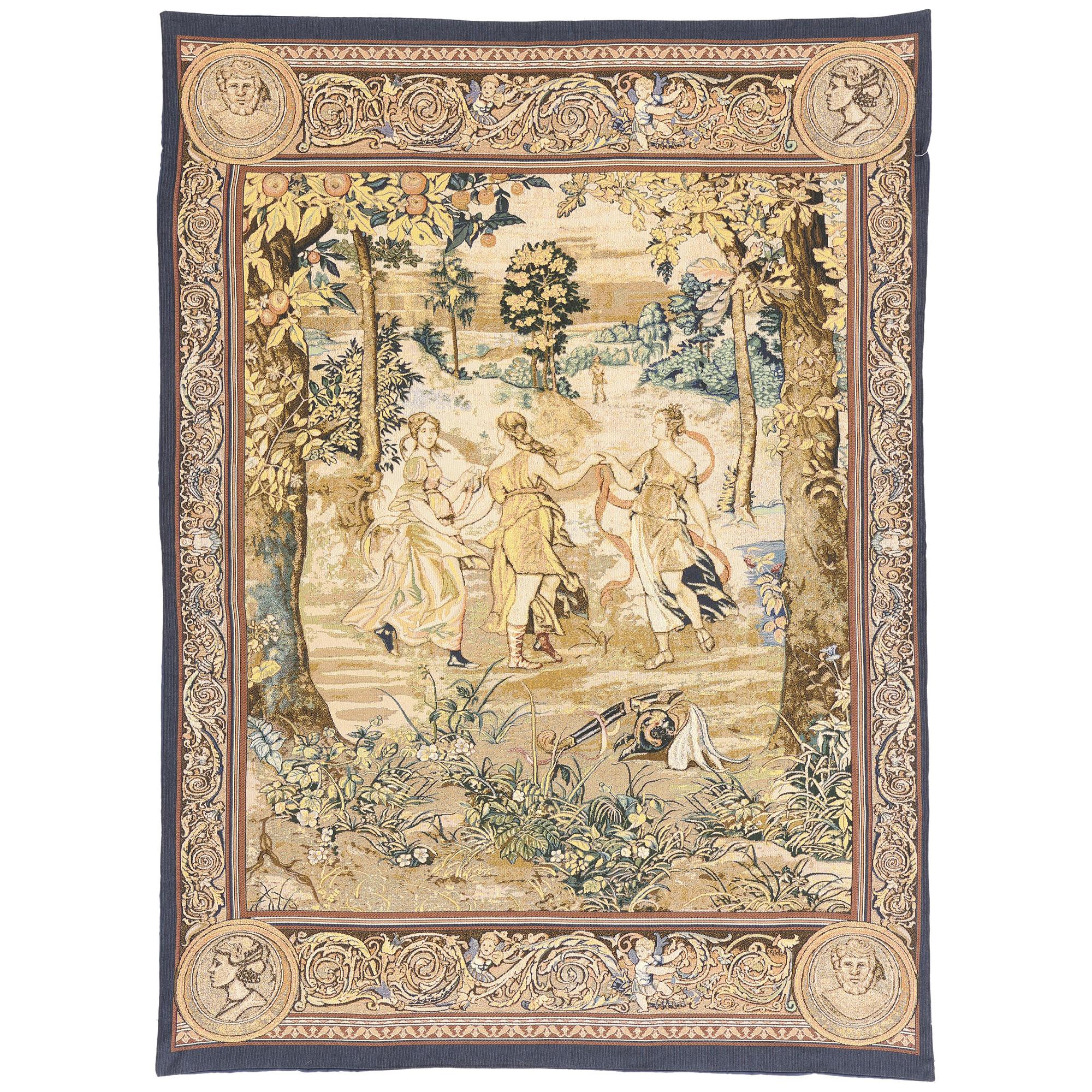 La danza divina: Un arazzo Aubusson cinese d
epoca di Eleganza Classica in vendita