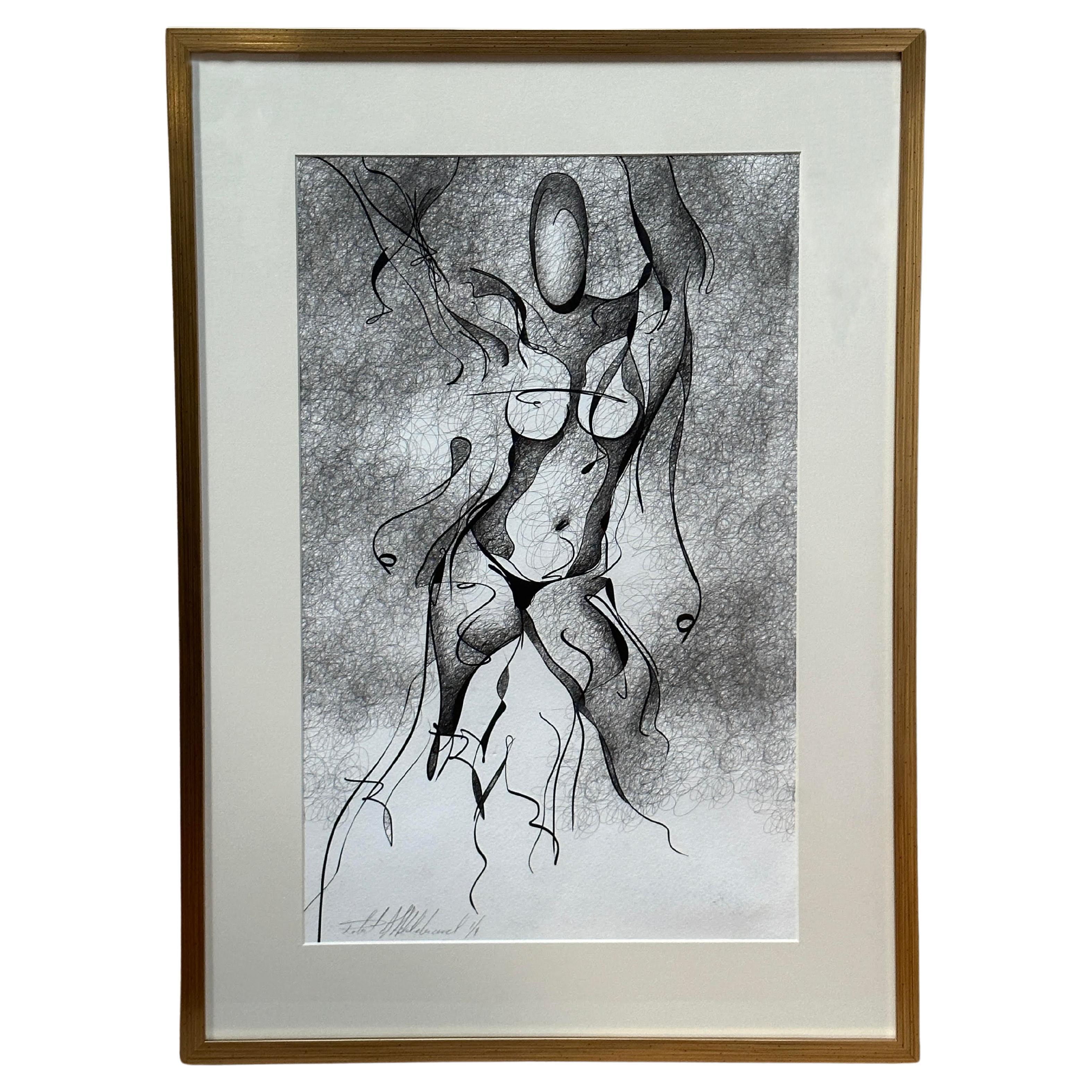 The Divine Feminine - Black and White Lithograph For Sale