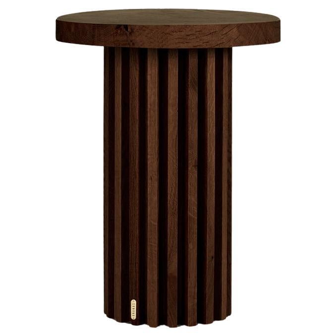 Mesa auxiliar/de centro redonda de listones de roble macizo DOCIA