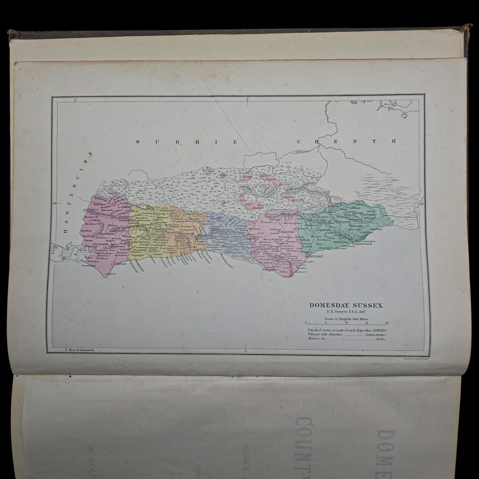 British The Domesday Book, Sussex Archaeological Society, Antique Historical Reference For Sale