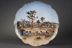 "The Donkey Race" Limoges Porcelain Dish, Signed F. Mérigot, France, Circa 1890