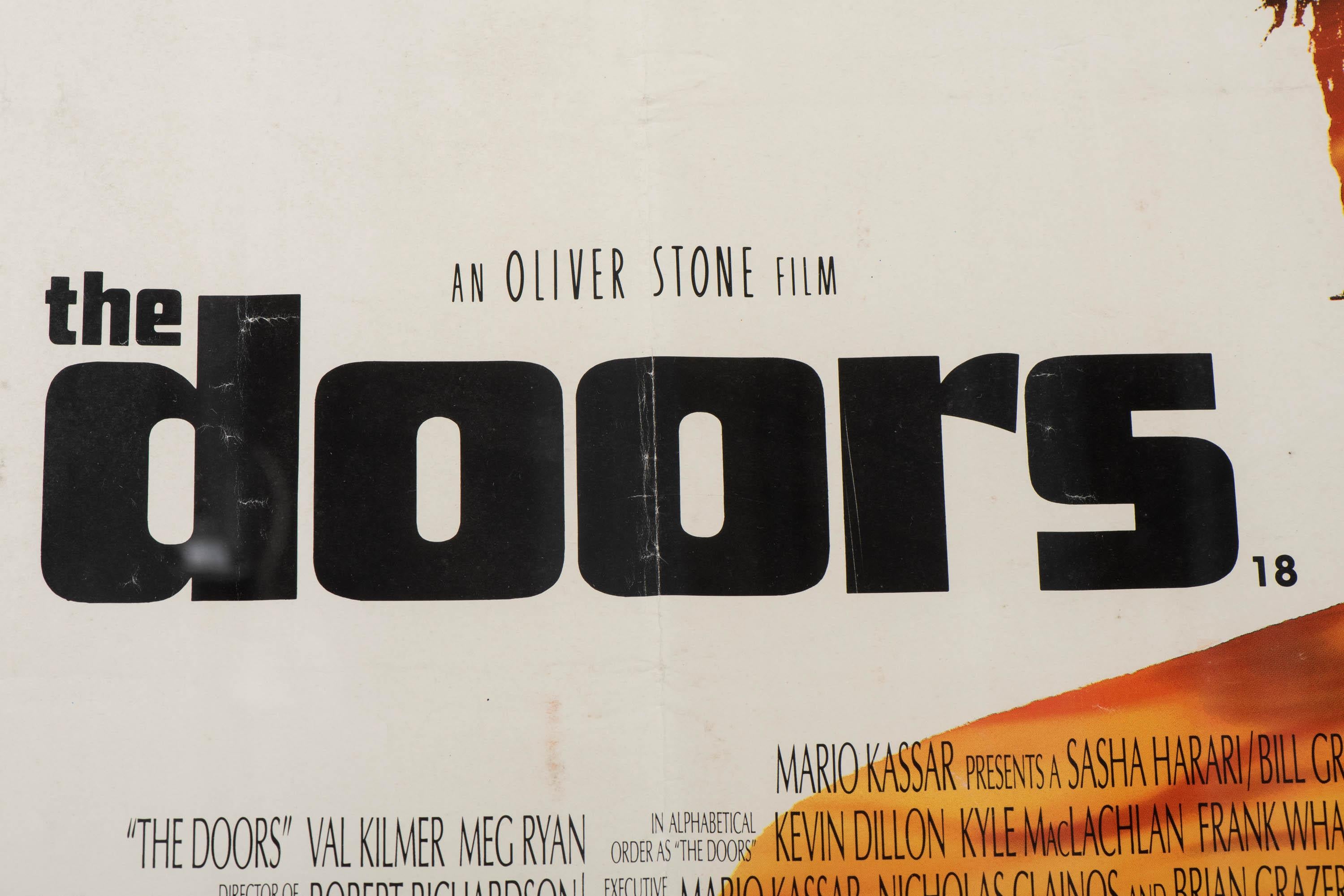 The Doors 1991 Quad Poster
Original Poster of the 1991 Oliver Stone film starting Val Kilmer as Jim Morrison and Meg Ryan as Pamela Courson.
Framed.
Condition: Visible creases and folds
Measures: 76 cm high x 102 cm wide x 3 cm deep.
 