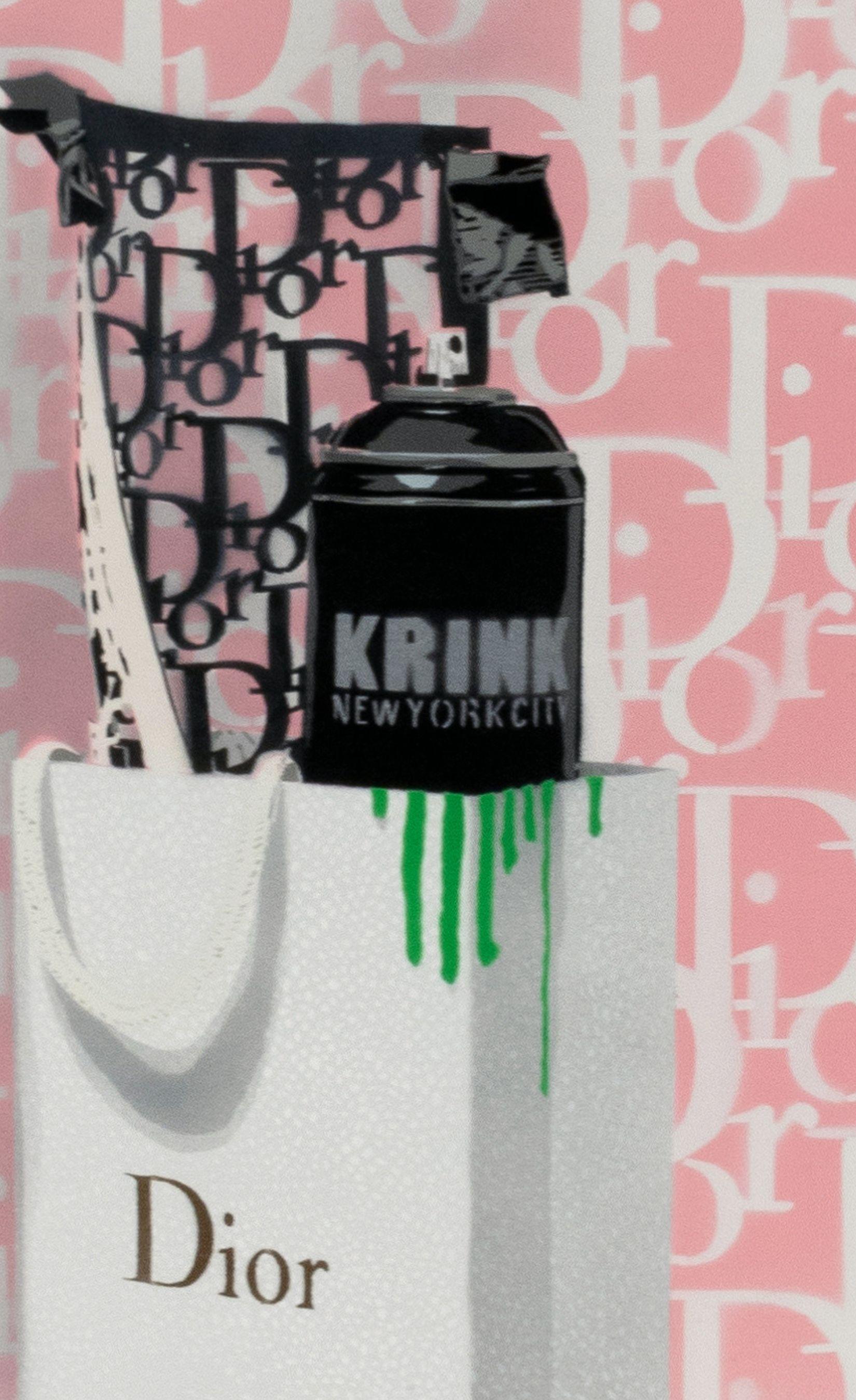 DIOR – Green Drips In The Pink - Painting by The Dotmaster