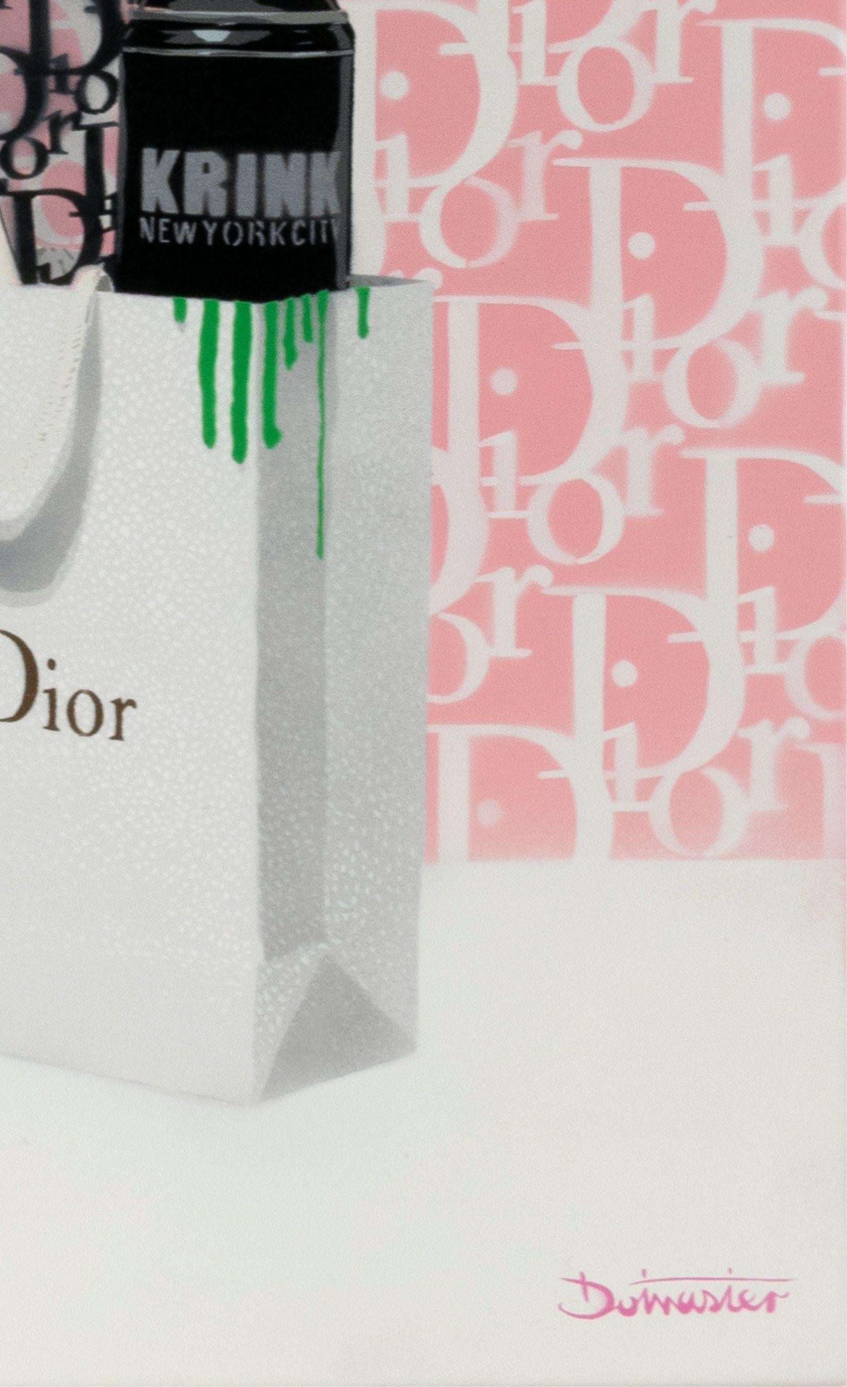 DIOR – Green Drips In The Pink - Street Art Painting by The Dotmaster