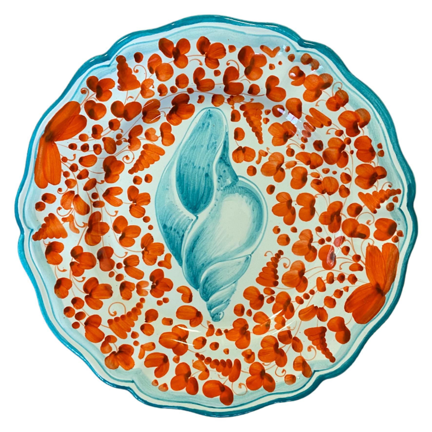 Moderno Dot Dot Dot D'été - Piatto da cena in ceramica dipinto a mano - Set di 4 pezzi in vendita