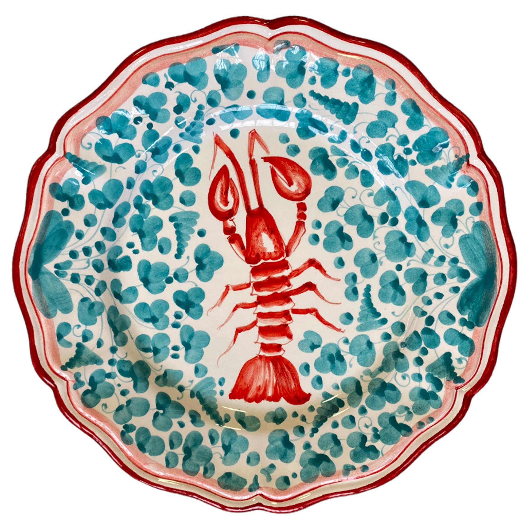 Italiano Dot Dot Dot D'été - Piatto da cena in ceramica dipinto a mano - Set di 4 pezzi in vendita