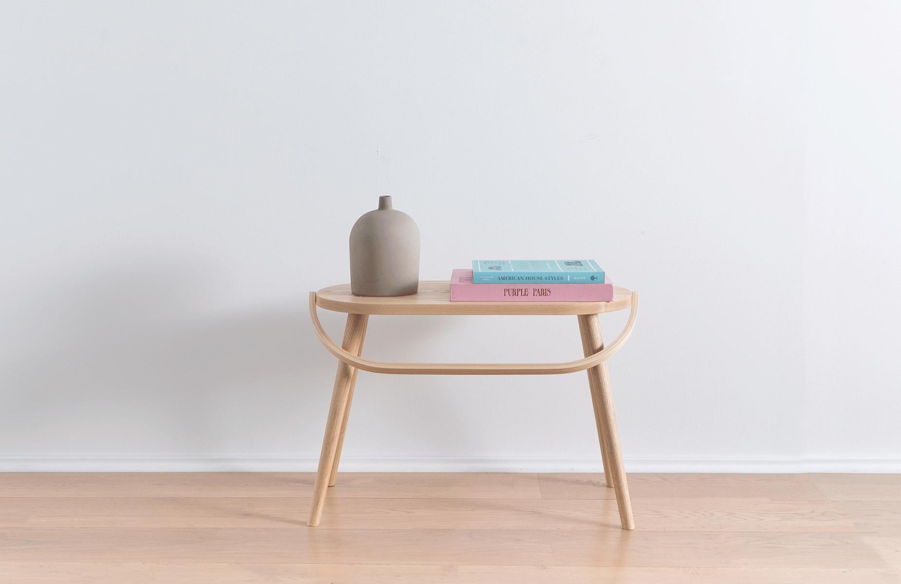 Brass The Double Bucket Stool in Solid Ash with Bentwood Handle For Sale
