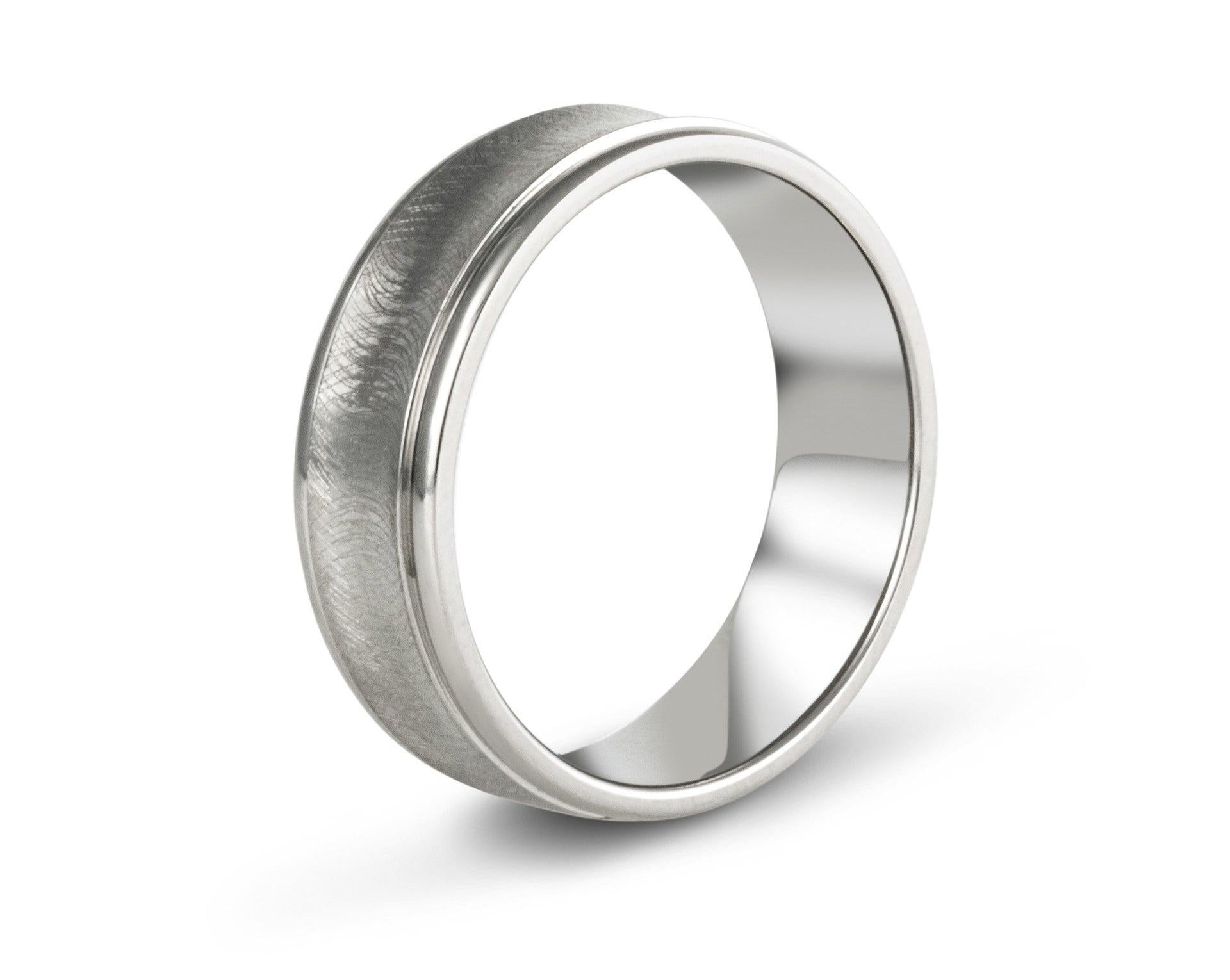 For Sale:  The Douglass : Concave Profile Titanium with Distressed Finish Wedding Band 7mm 2