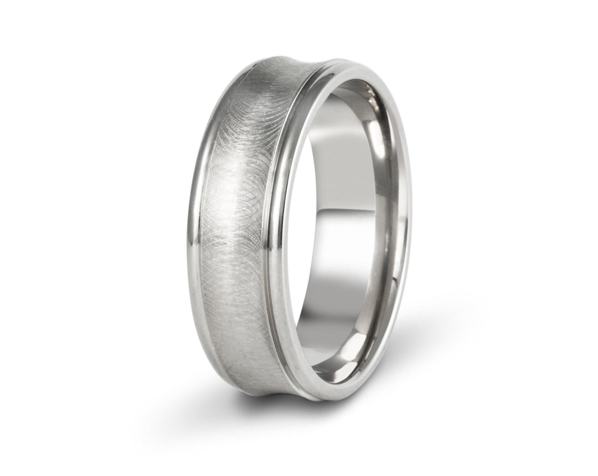 For Sale:  The Douglass : Concave Profile Titanium with Distressed Finish Wedding Band 7mm 3