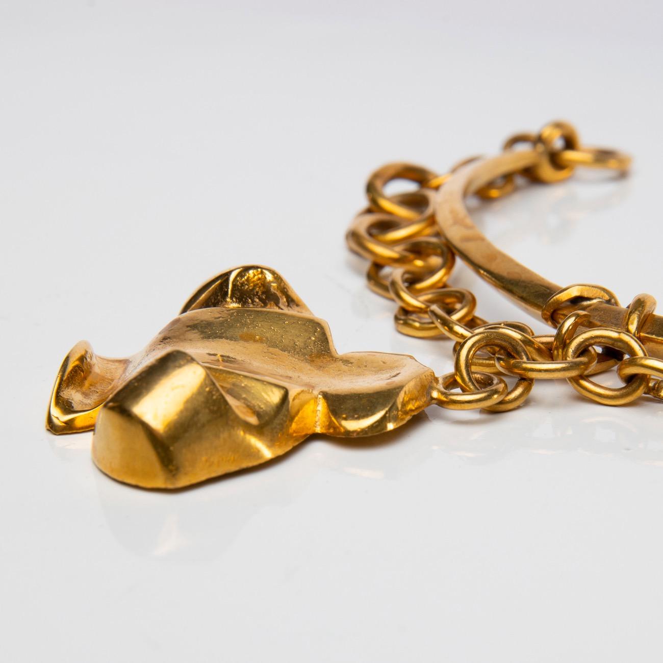 The Dove of Peace, Gilt Bronze Necklace, Line Vautrin 'France' In Good Condition In Brussels, BE