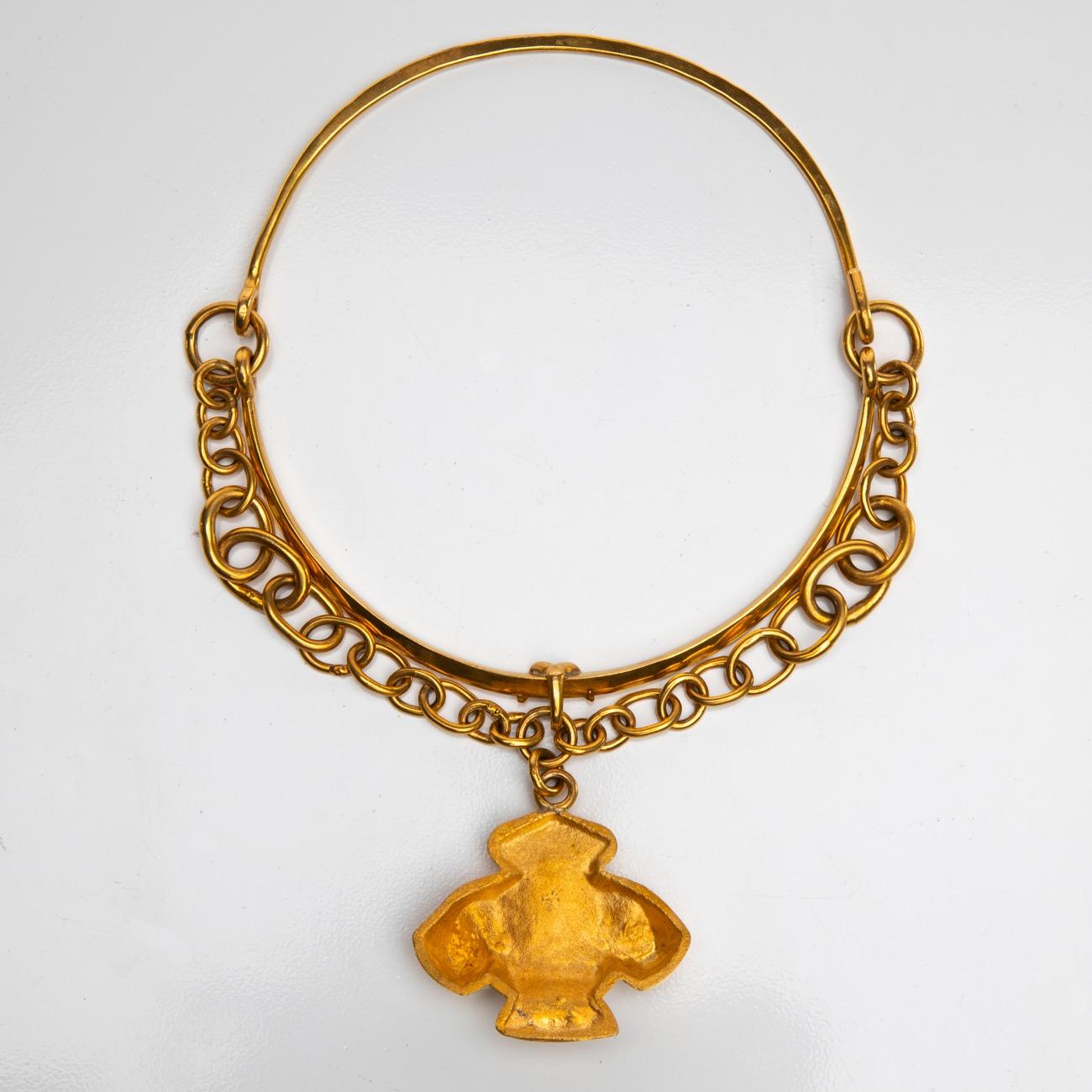 20th Century The Dove of Peace, Gilt Bronze Necklace, Line Vautrin 'France'