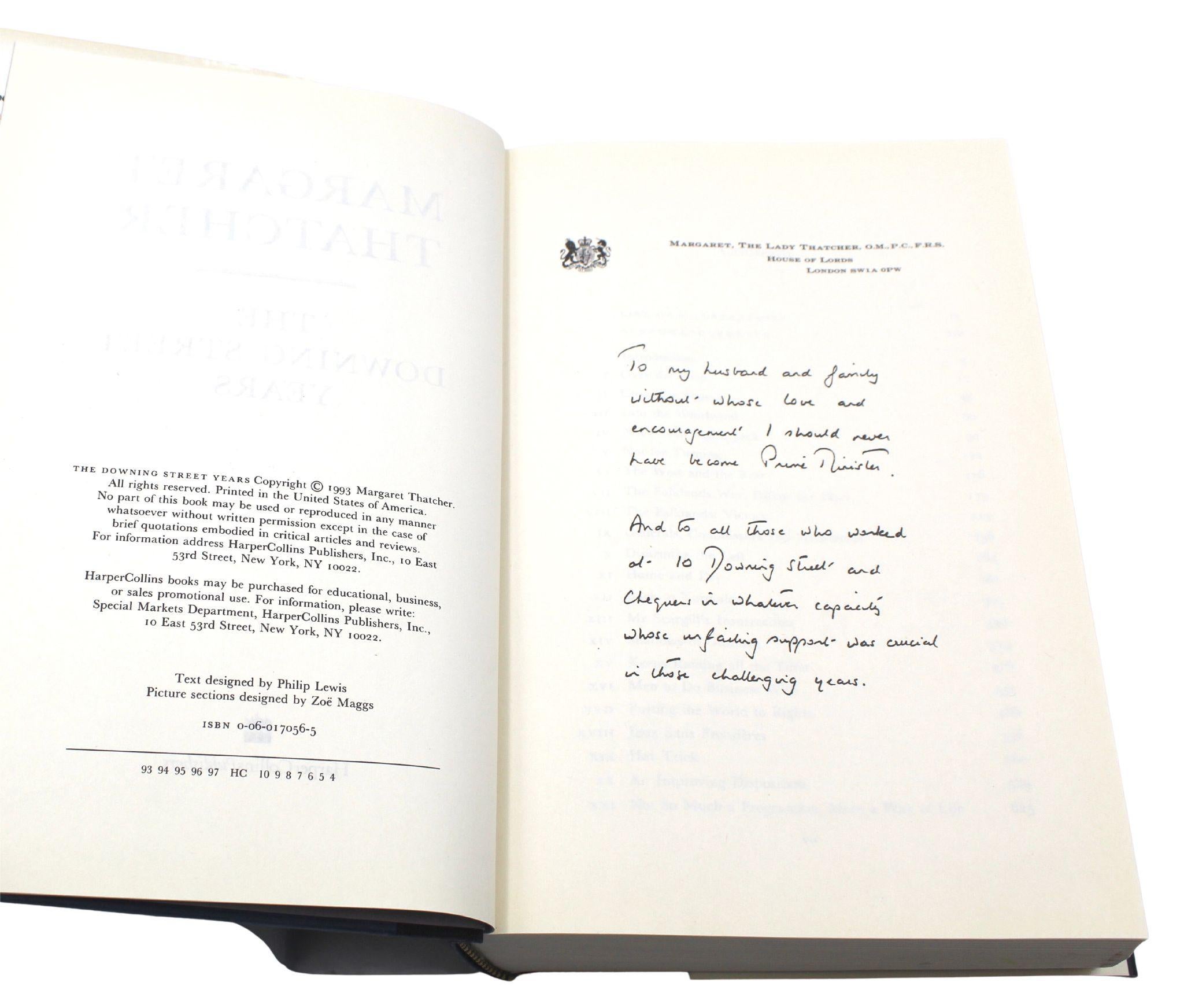 Downing Street Years, Signed by Margaret Thatcher, First Edition, 1993 1