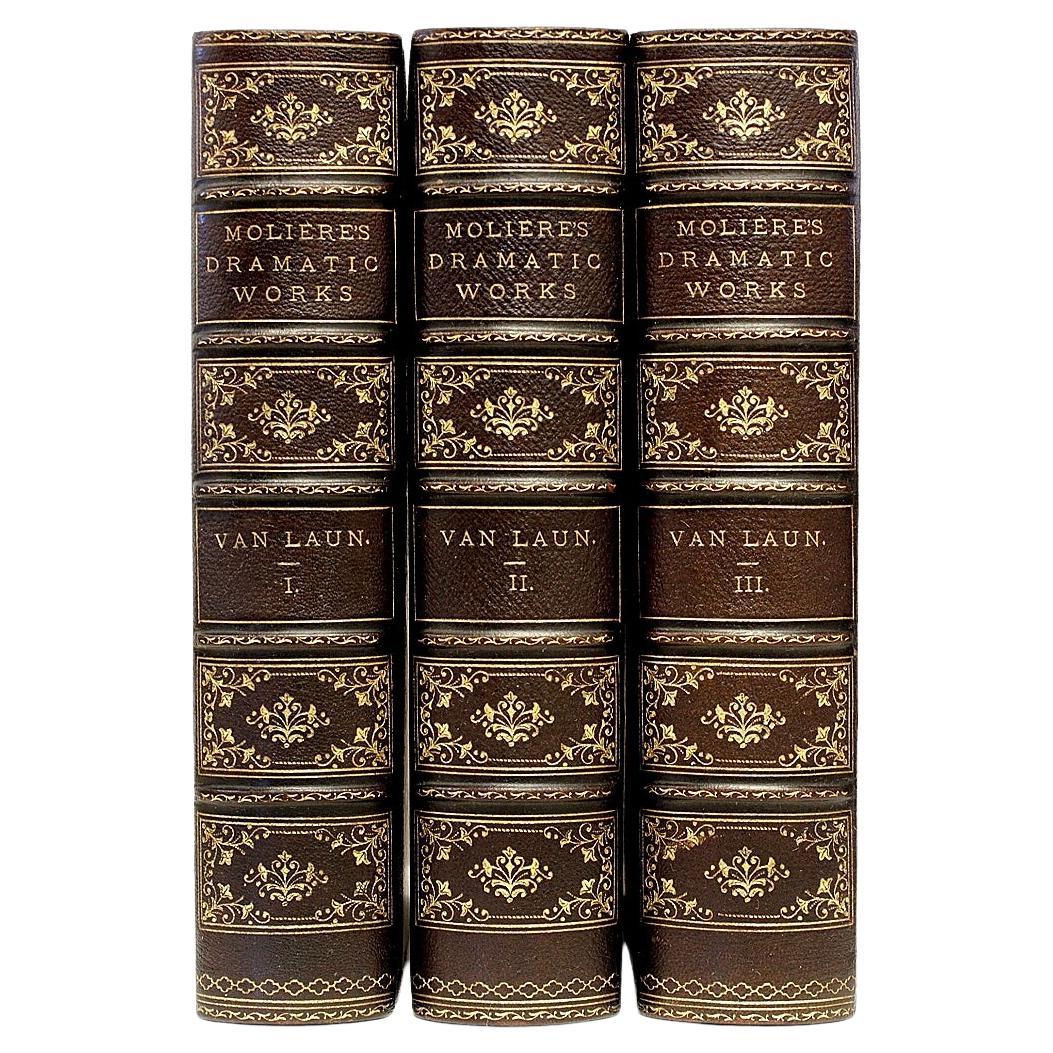 Dramatic Works of Moliere, 3 Vols. 1880, in a Fine Leather Binding