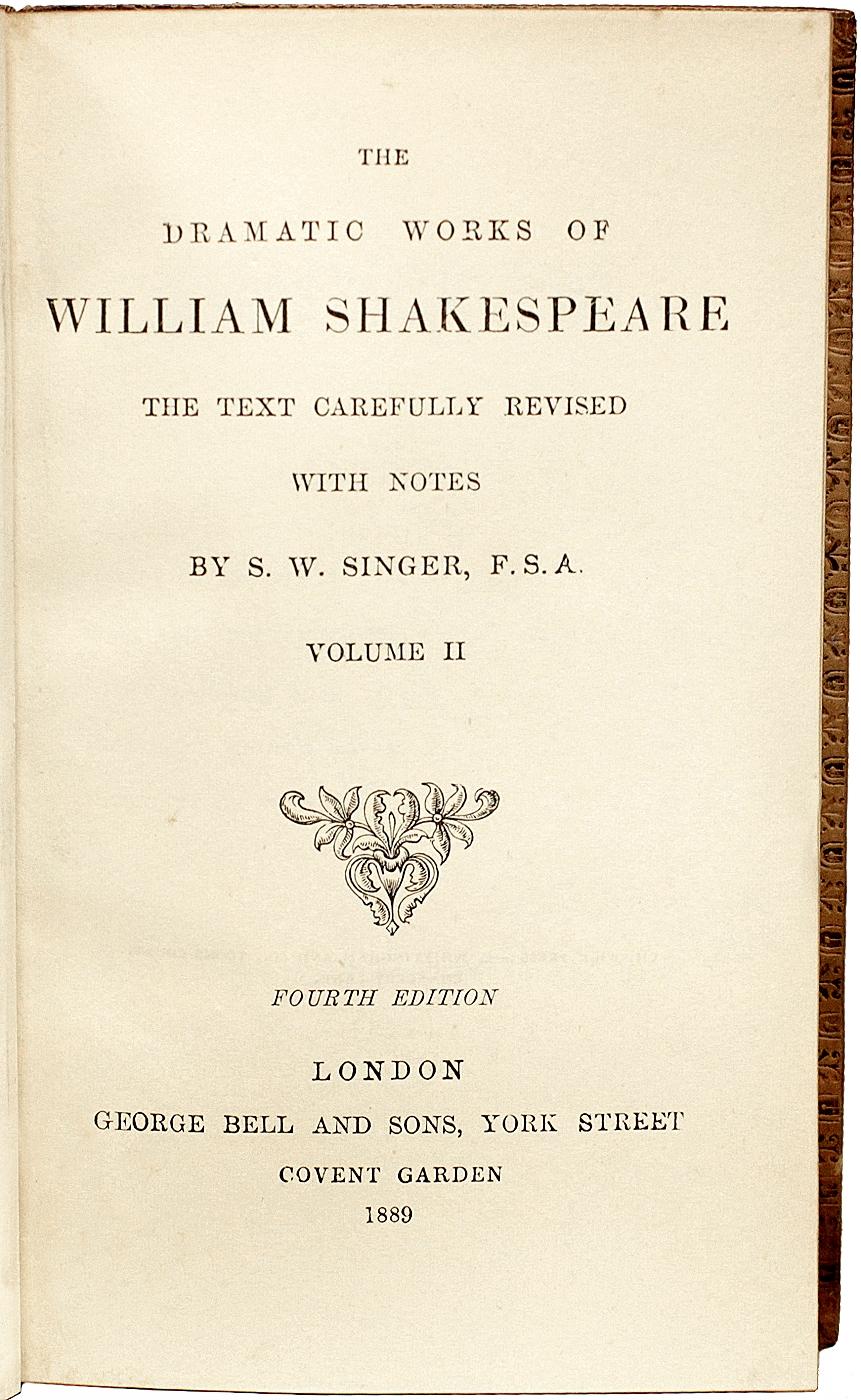 Fin du XIXe siècle The Dramatic Works of William Shakespeare. 10 vols. 4TH ED révisé en vente