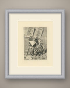 The Drawing Lesson, Two Girls in an Art Gallery by Adolphe Lalauze, circa 1880