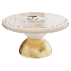 The Dreamer Play Table – Handcrafted Marquetry Table with Gold Leaf Finish