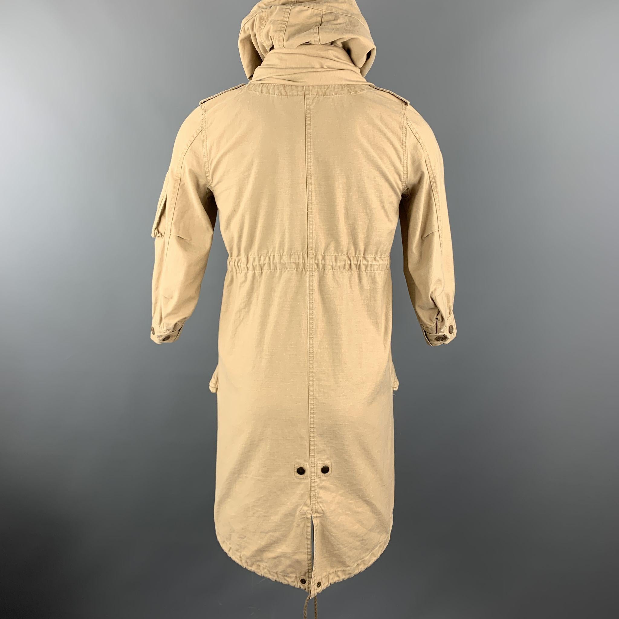 THE DRESS & CO. Size 42 Khaki Cotton Hooded Drawstring Cape Jacket 1