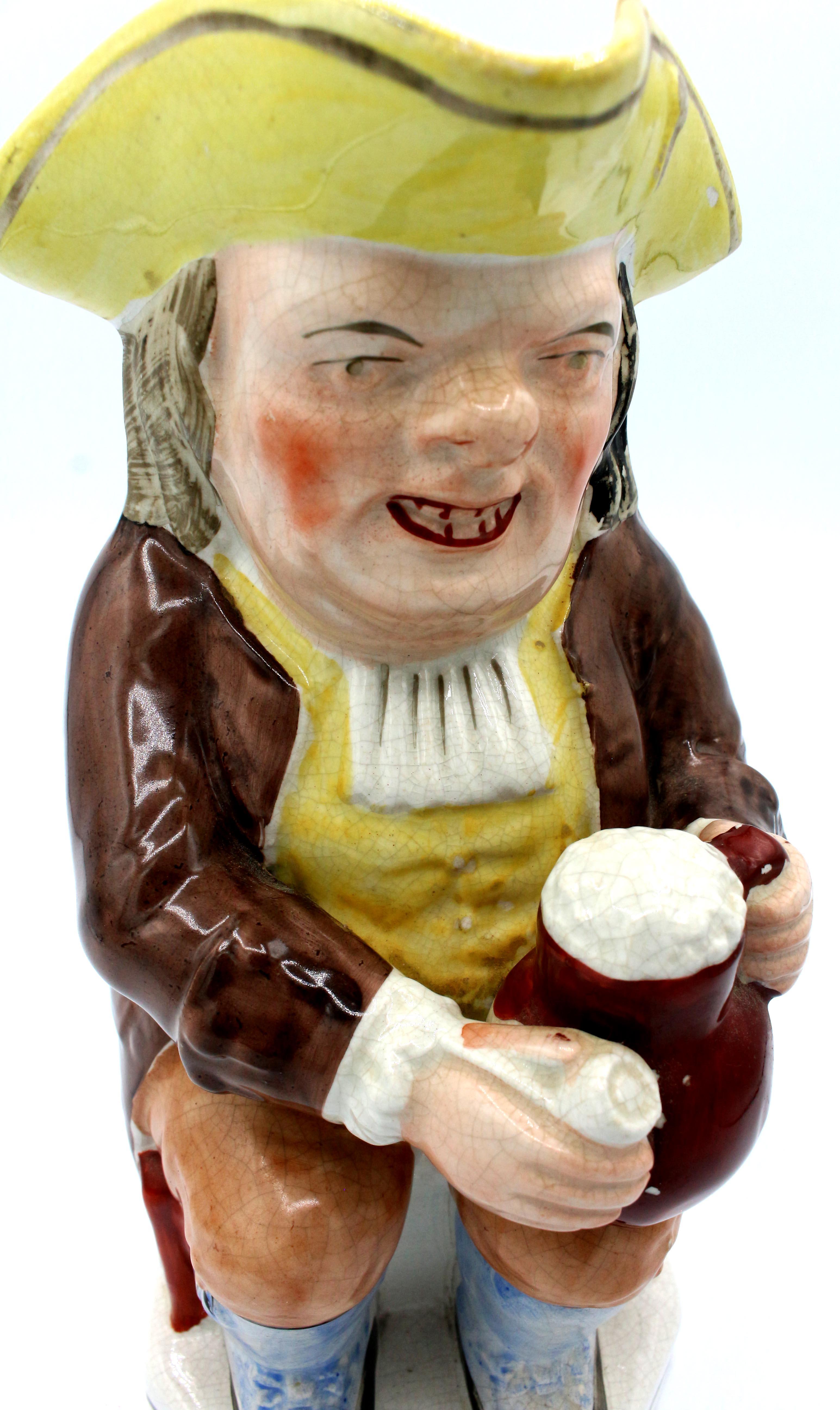 The Drunken Parson with White Clerical Collar Toby Jug, Angleterre, vers 1880 en vente 1