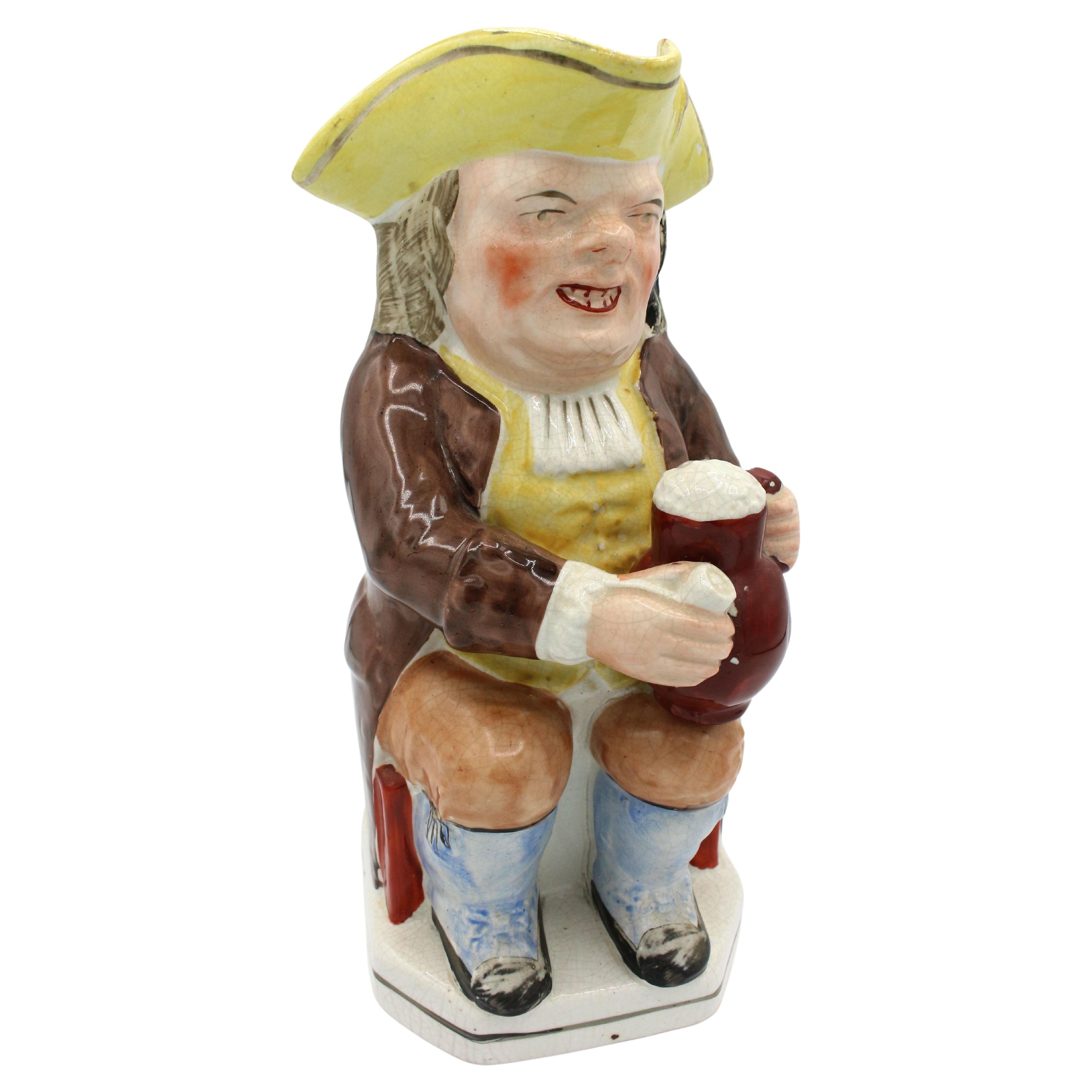 The Drunken Parson with White Clerical Collar Toby Jug, England, circa 1880s For Sale
