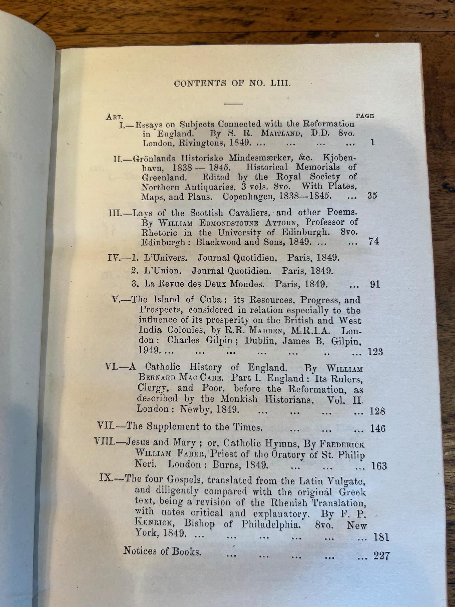 Milieu du XXe siècle The Dublin Review, ensemble de périodiques reliés en cuir du début de l'époque victorienne, 8 volumes en vente