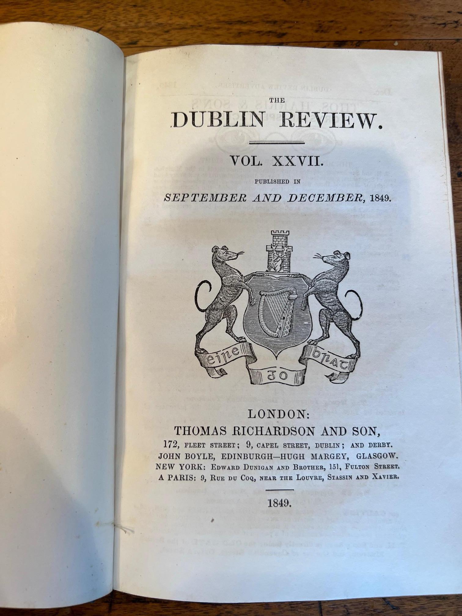 Cuir The Dublin Review, ensemble de périodiques reliés en cuir du début de l'époque victorienne, 8 volumes en vente