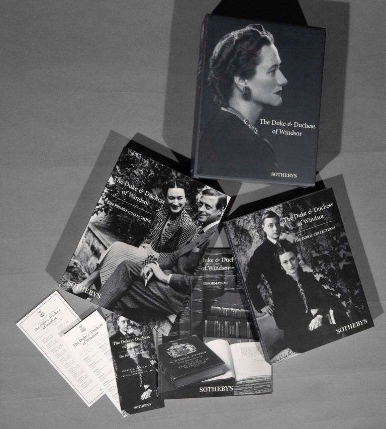 Sotheby's catalogues from the Duke and Duchess of Windsor Auction from September 11-19, 1997. New York: Sotheby's, 1997. 

First edition soft covers with slip case. A three volume set with slip case of items auctioned from the Duke and Duchess of