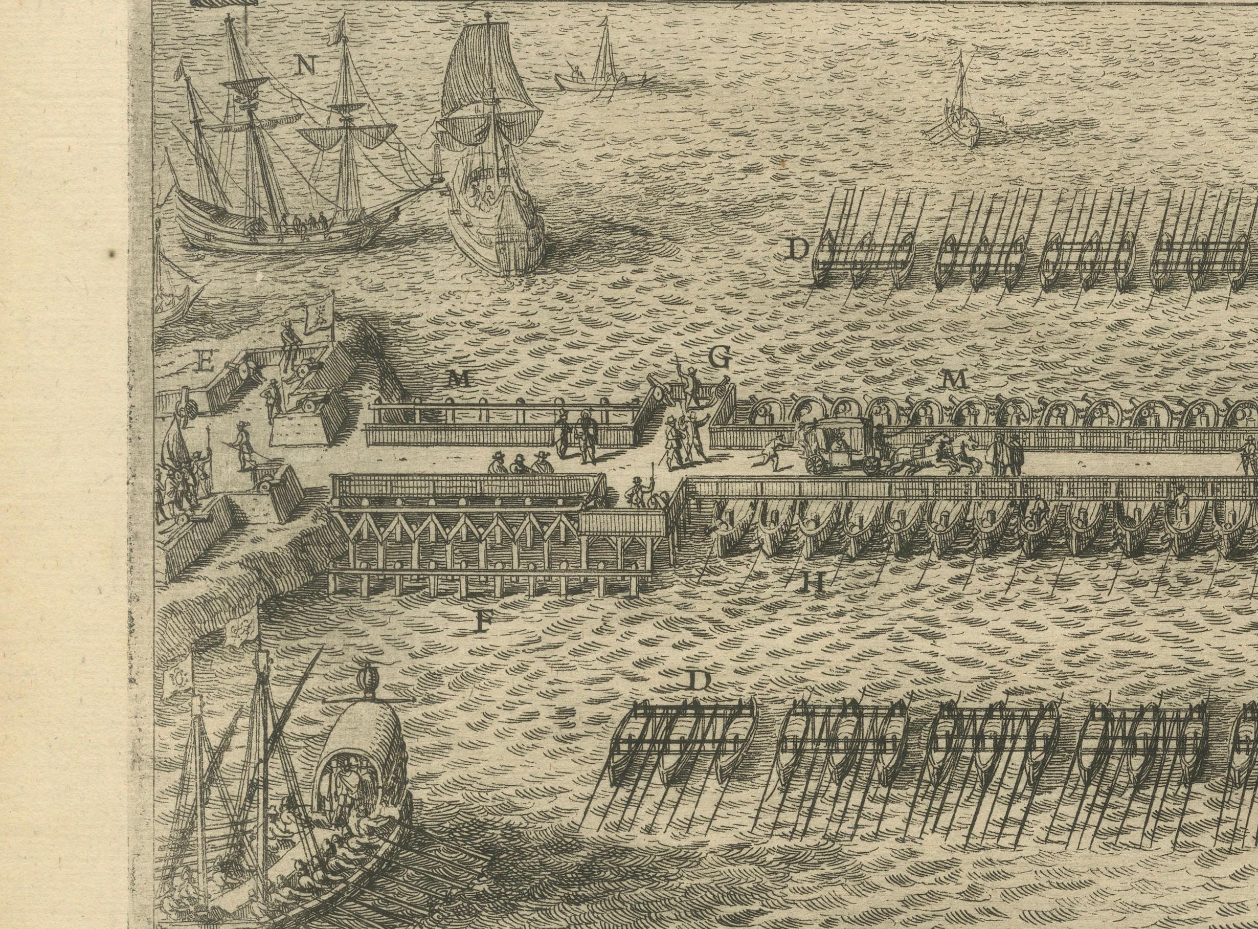The Duke of Parma's Pontoon Bridge in The Siege of Antwerp, 1632 For Sale 1