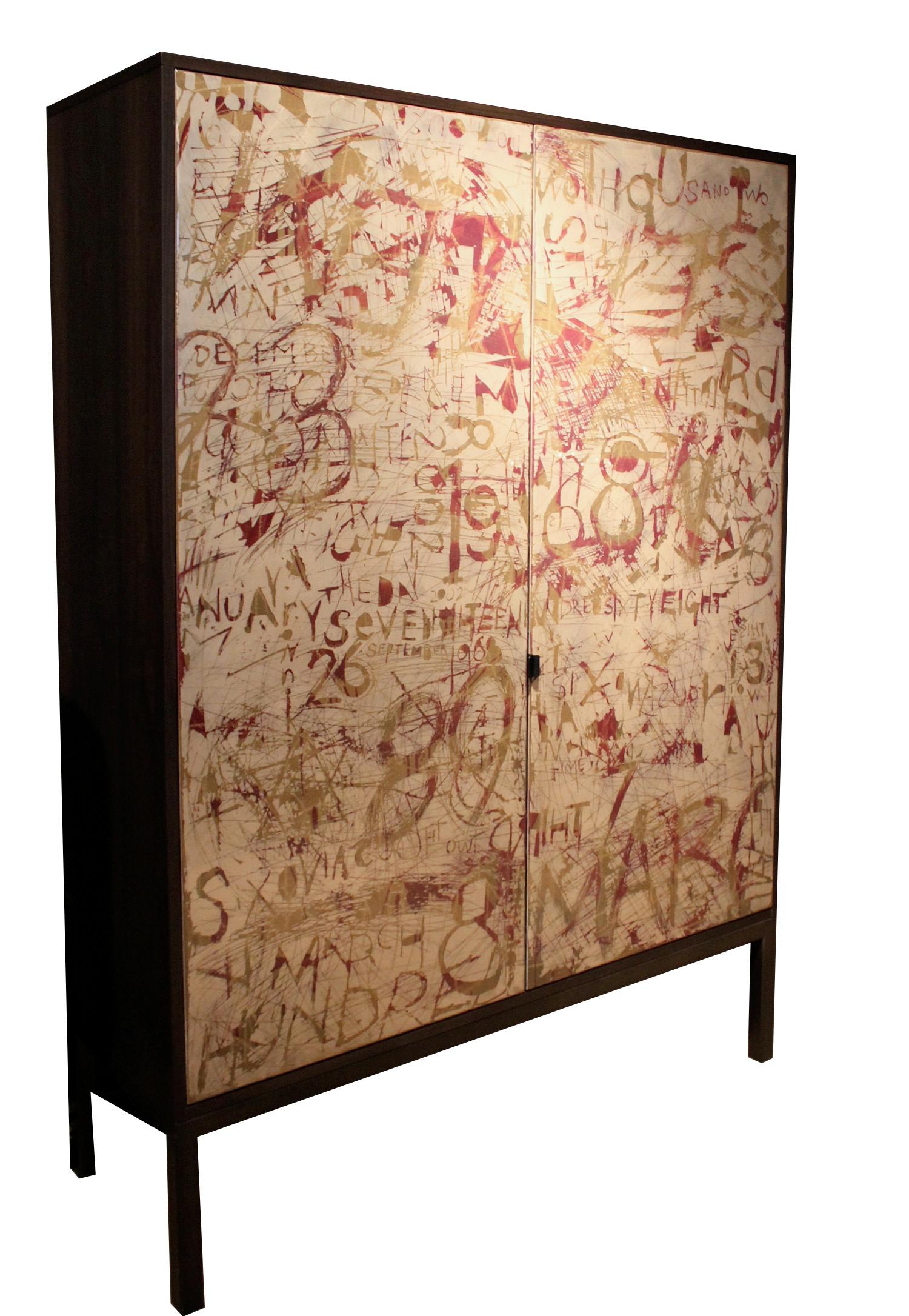 Steel Duncan Credenza, art door cabinet, hand painted sideboard, customizable  For Sale